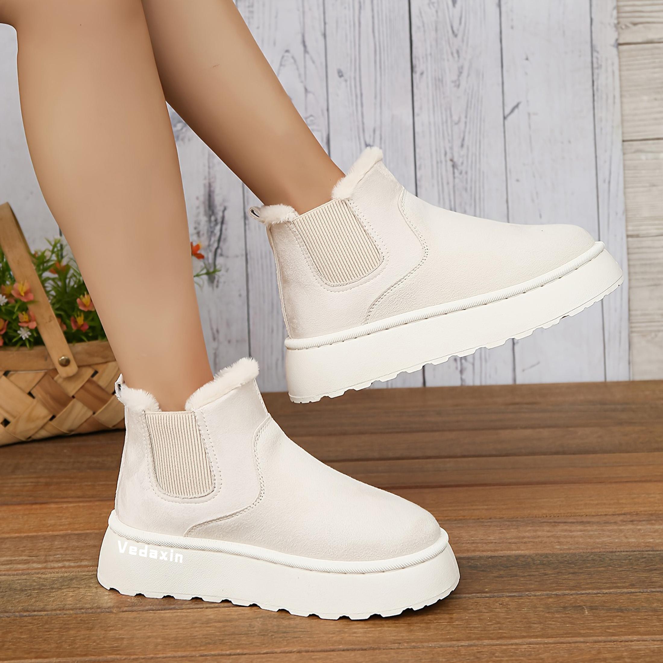 Women's Winter Short Boots for Women Warm Lined Boots Comfortable Suede Lace Up Booties Cute Flat Boot Shoes Springfresh