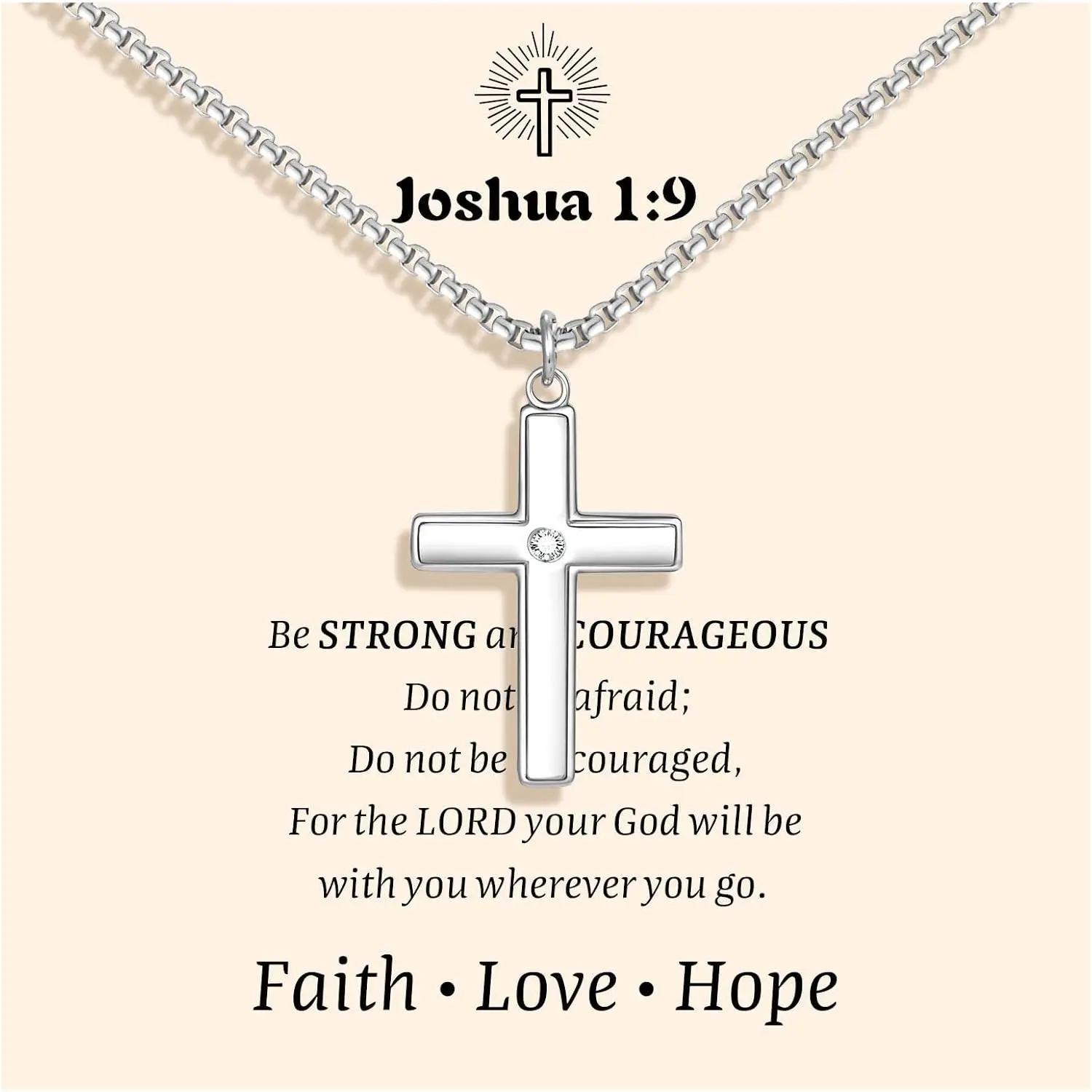 Chain Necklace for Son Gifts : Minimal Stainless Steel  Crucifix  Pendant  for Teenage Boys Son from Mom Dad First Communion Confirmation Baptism Birthday  with  Box