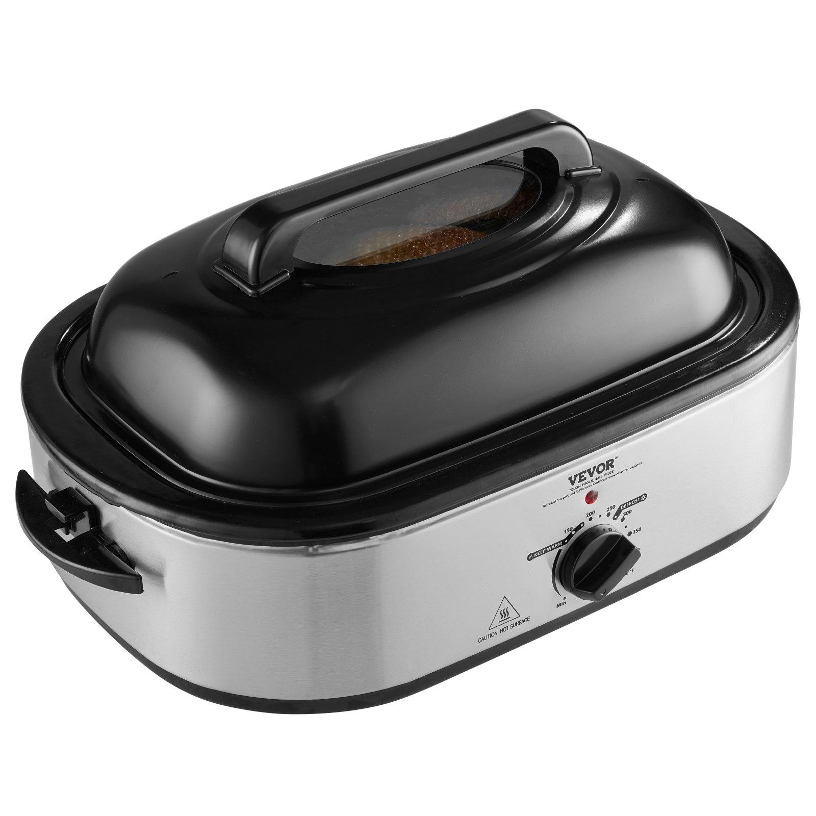 VEVOR Electric Roaster Oven, 18 QT Turkey Roaster Oven with Self-Basting Lid, 1450W Roaster Oven with Defrost Warm Function, Adjustable Temperature, Removable Pan Rack, Fits Turkeys Up to 22LBS