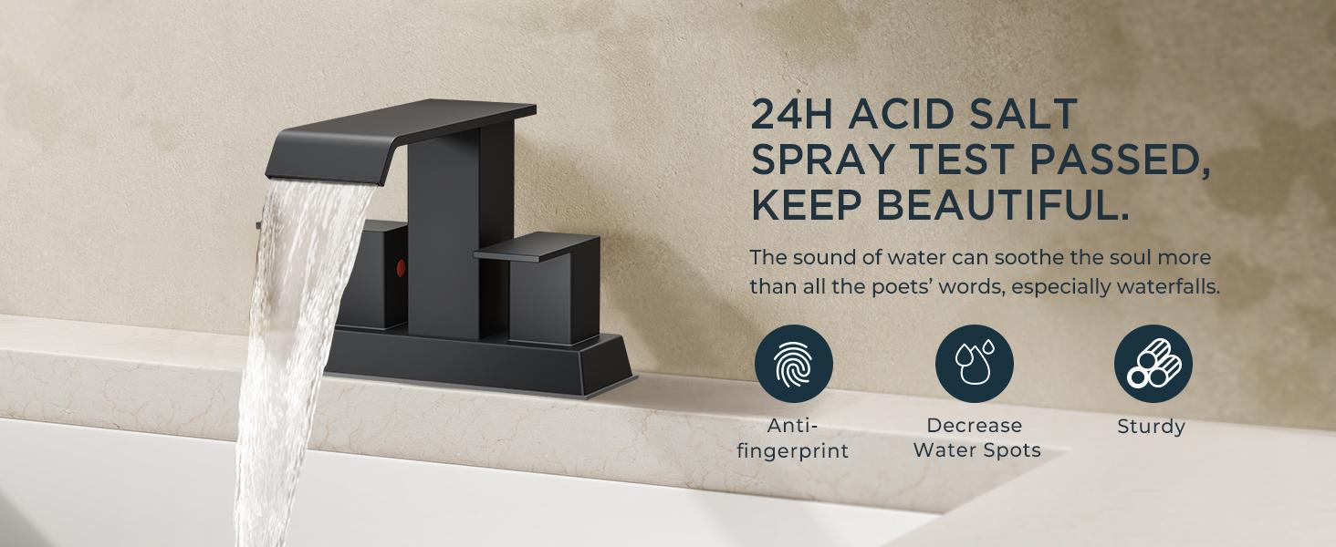 FORIOUS Waterfall Bathroom Faucets 3 Hole or 2 Hole, Centerset Faucet 4 Inch with Pop Up Drain and Hose, Faucet for Bathroom Sink Vanity RV 2 Handle