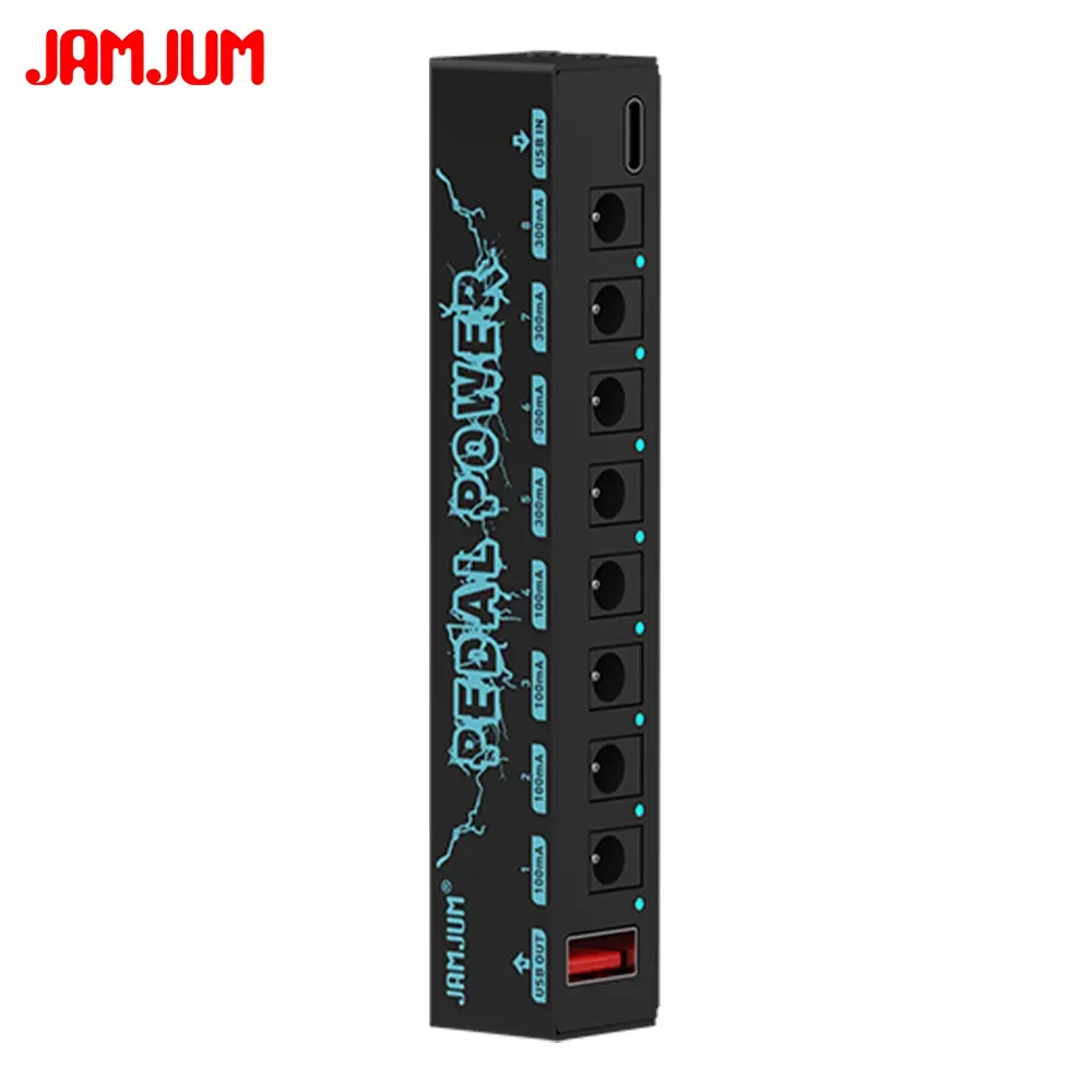 JAMJUM 8 Isolated channel Effect Pedal Power Supply Type-C Input Interface, 9v, Guitar Effects Pedals Accessories