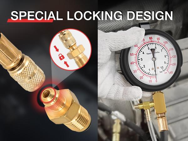 Nilight Fuel Injection Pressure Tester Kit, 0-140 PSI Fuel Pressure Gauge Master Automotive Test Tool for Most Car Truck Motorcycle SUV ATV RV tire inflator pump Leaks Brass dealsforyoudays