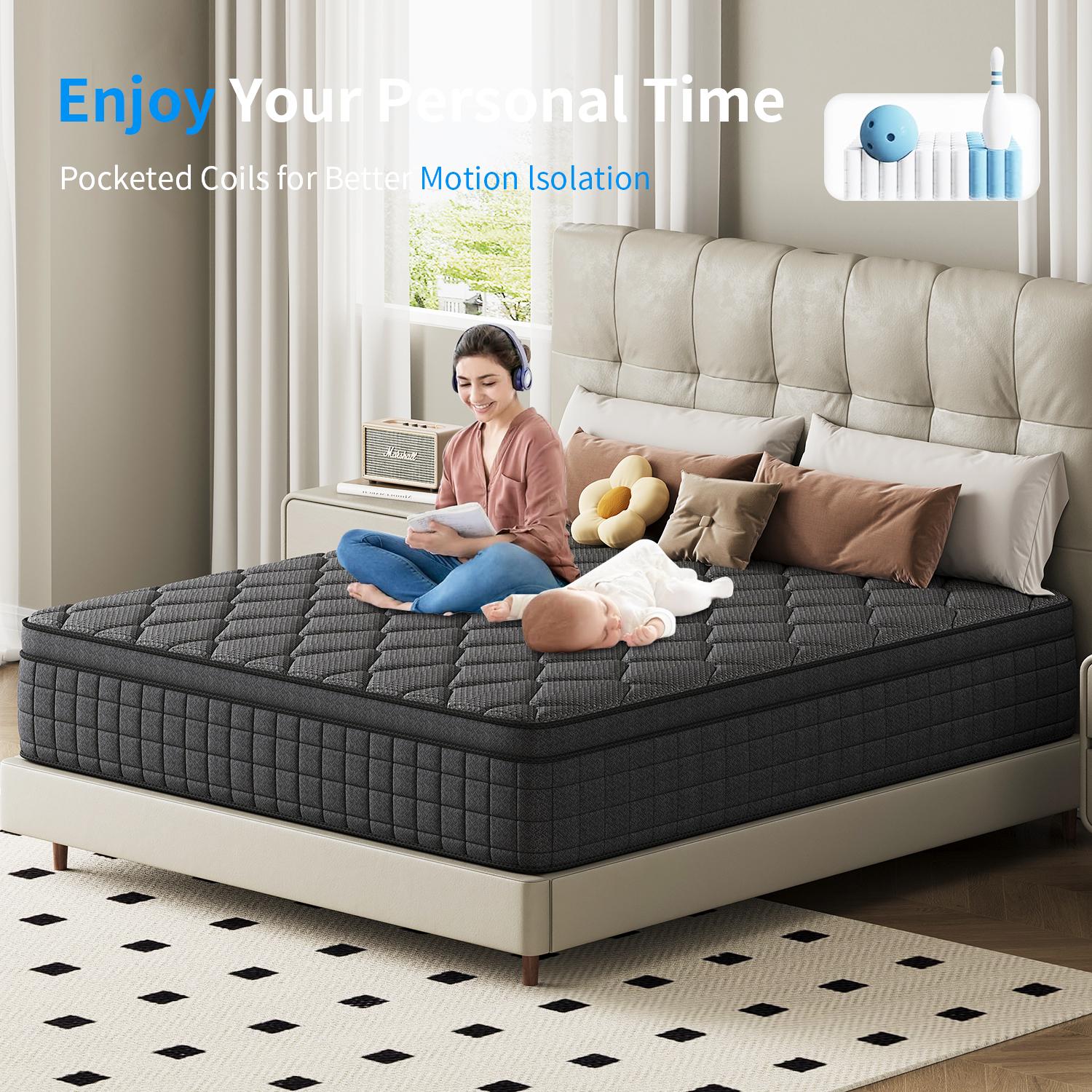 【MYDao】8/10/12/14 Inch Twin, Full, Queen, King Mattress Memory Foam And Spring, Hybrid MattressMedium Firmness, Lumbar Support, For Home Rooms Hotels, Boxed Halloween ChristmasGift Furniture Ergonomic mattress queen size mattress