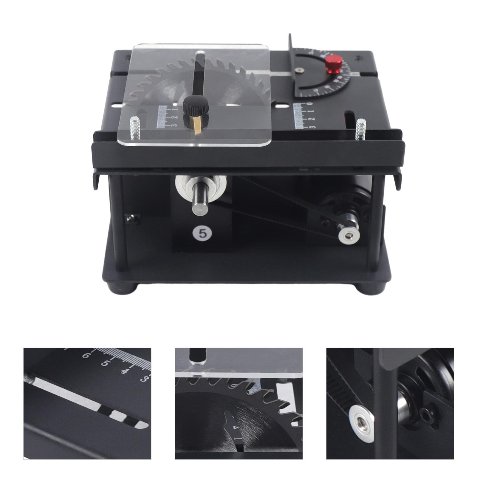 200W Pure Copper Motor Mini Table Saw 7 Speed Adjustable 1000-3000RPM for Wood Jade Acrylic Cutting Grinding Polishing with Power Adapter 10mm Chuck 33mm Depth US Standard Plug DIY Tool Kit