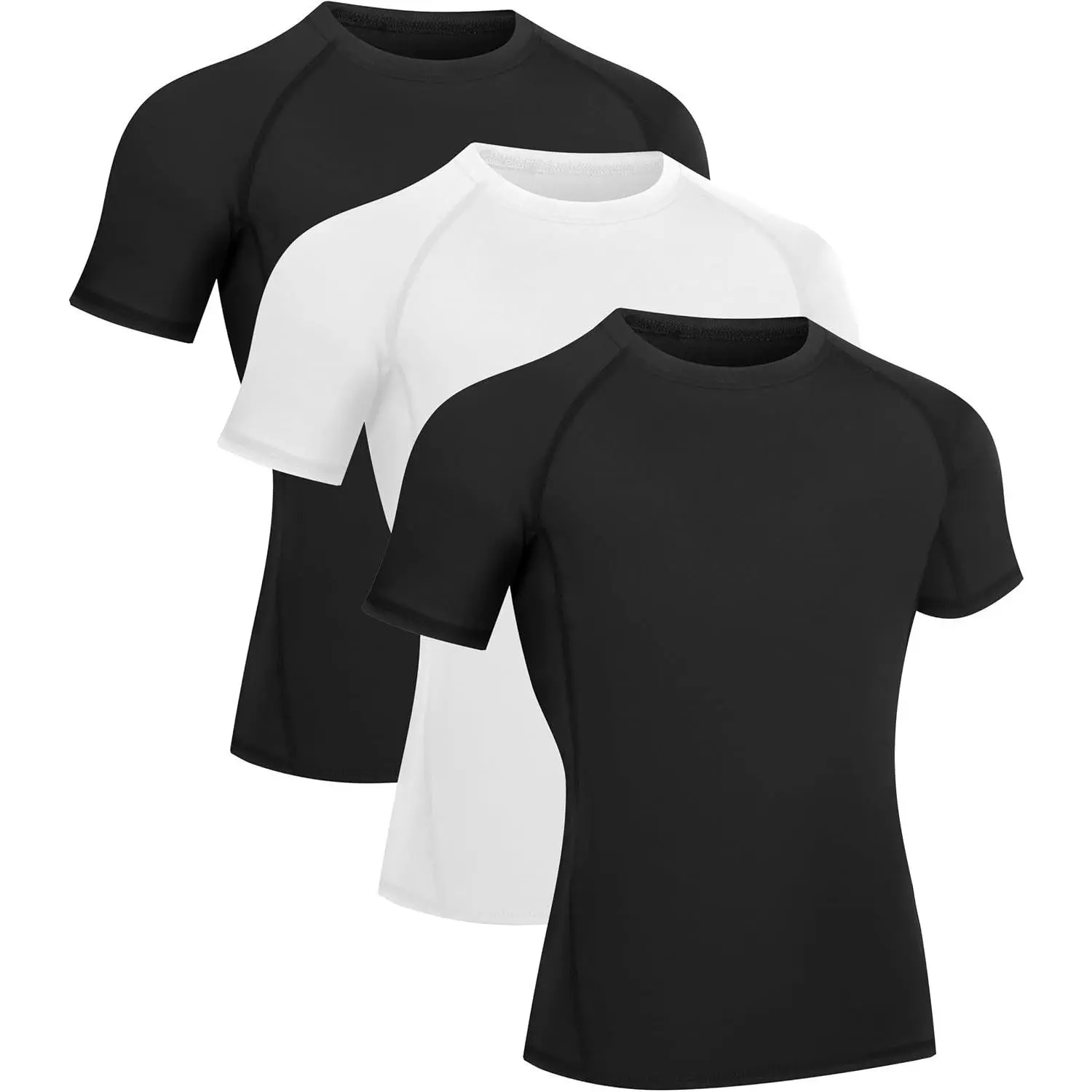 Youth Boys' 3-Pack Short Sleeve Compression Shirts for Sports, Quick-Dry Stretchy Lightweight Breathable Athletic T-Shirts, Kids Baselayer Undershirt for Basketball, Soccer, BaseballGift