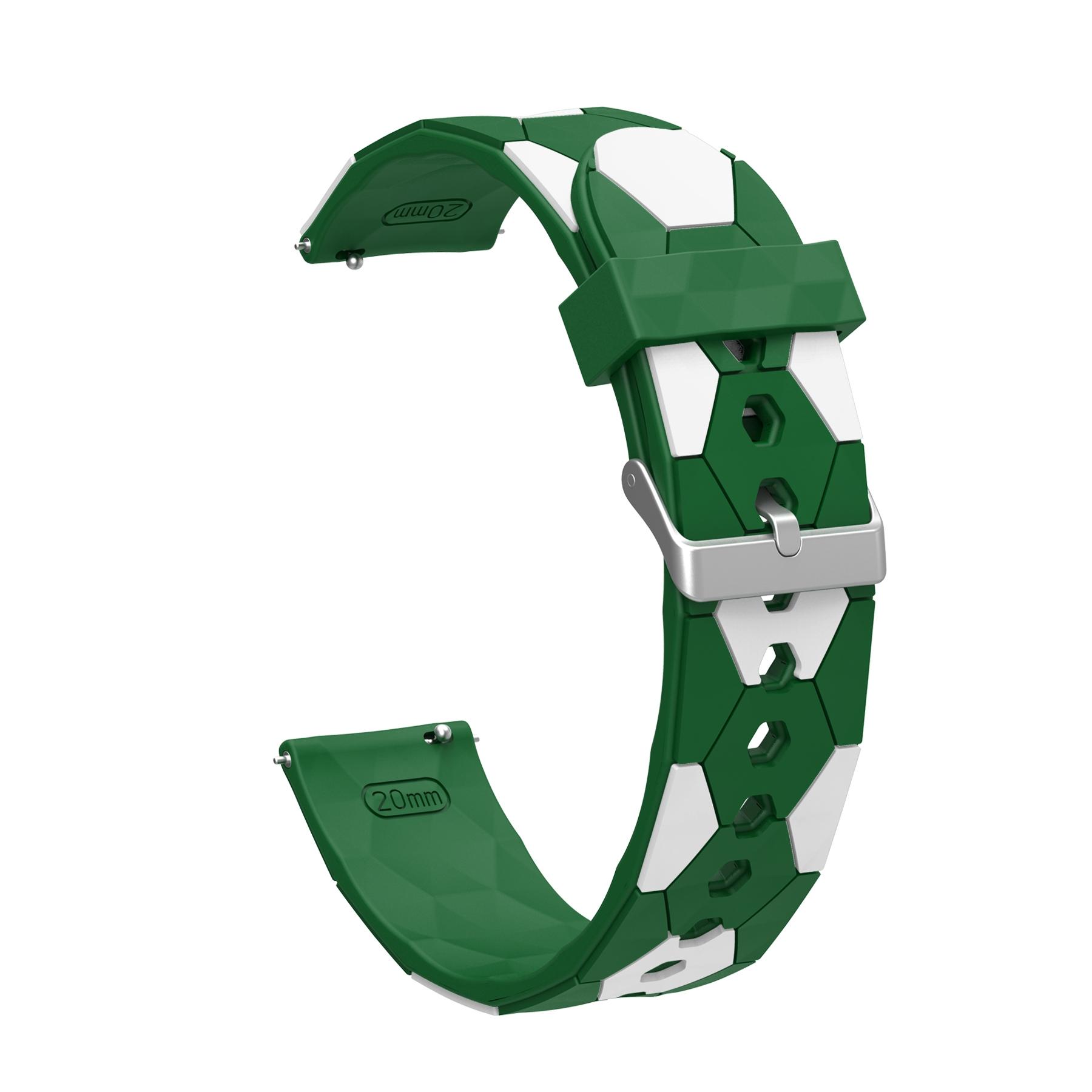 Football Style Silicone Watch Band, 20mm Universal Quick-Release, Soccer Texture, Stainless Steel Buckle, Compatible with Smartwatches