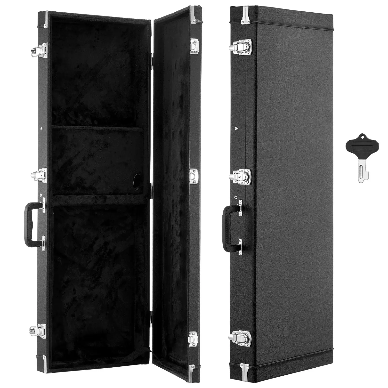 VEVOR Electric Guitar Hard Case - 41.3 in Rectangle Shape Wooden Shell Music Gear, with Lock Latch, Padding, Accessory Compartment, Key, Tele/ST Fit for 39 in Electric Guitars, Black