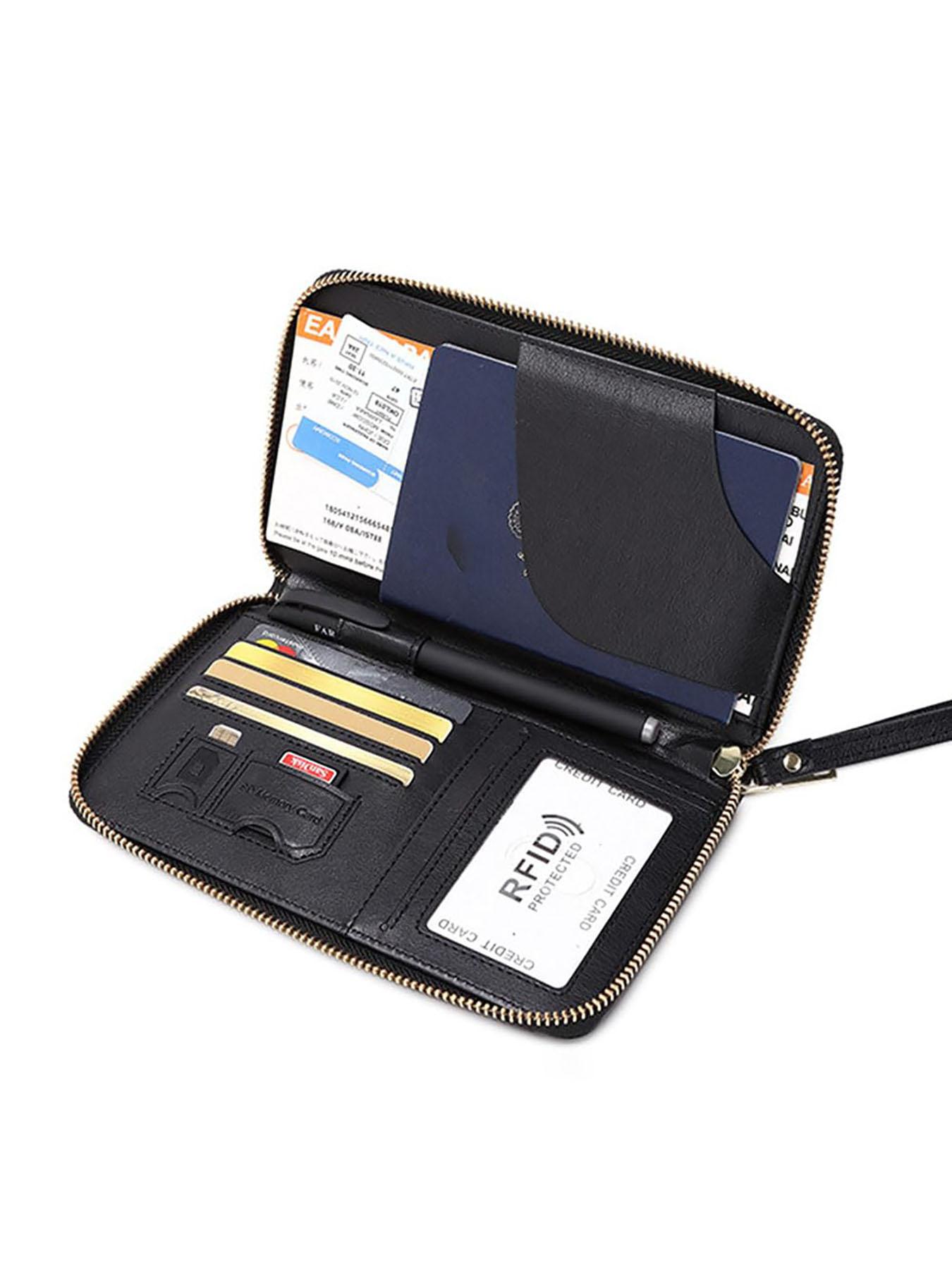 Sleek Leather Zippered Phone Wristlet, Multi-Card Slot Clutch with Phone Pocket, Modern Handbag for Women, Daily Commute & Weekend Getaways