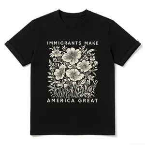 Immigrants Make America Great Oversize Unisex Anti-ICE Washed T-Shirt for Women and Men's Unisex Fit Batik Cotton Oversize Streetwear Menswear Super Soft Pre-Shrunk