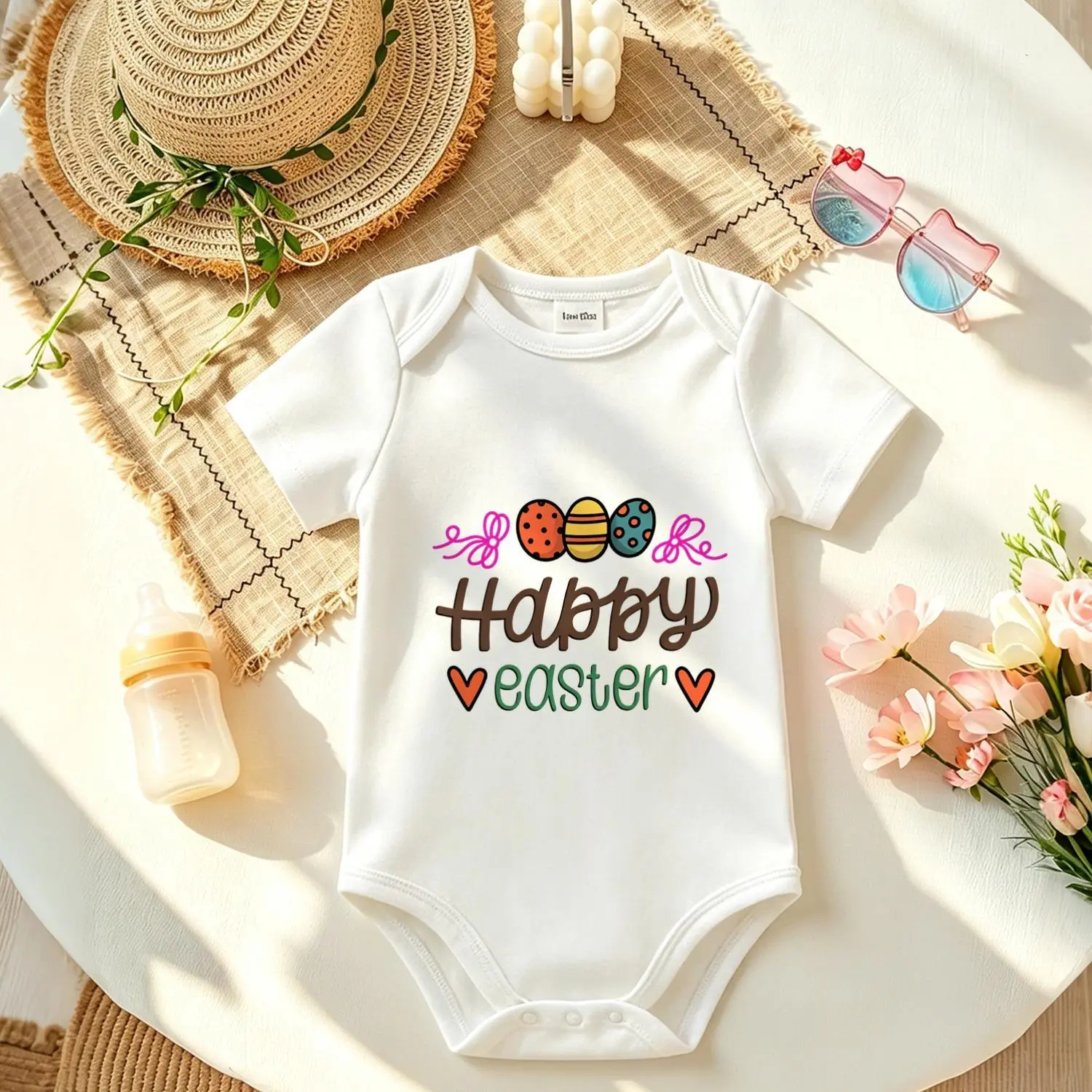 Unisex Baby Bodysuit in Soft, Moisture-Wicking Cotton, Minimalist Short Sleeve Design with Safe Snap Closure for Newborns 0-24 Month Holidays, Stretchy