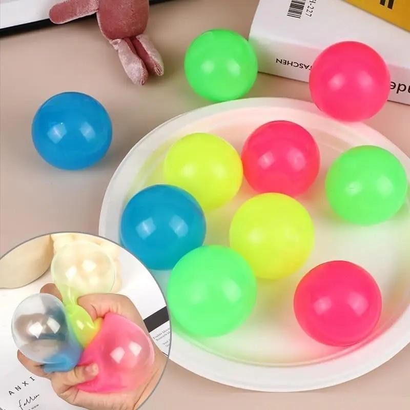 4/8/12 Piece Glowing Sticky Balls, Ceiling Sticky Balls, Glow-In-The-Dark Stress Relief Toys, Christmas Stocking Stuffers for All Ages