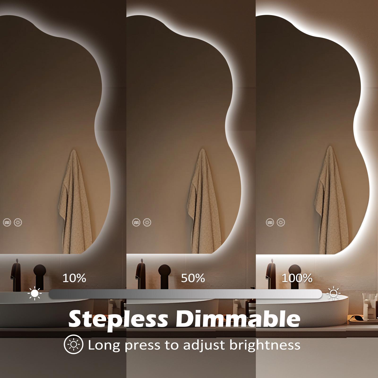 Yoding LED Bathroom Mirror 24x32" Stepless Dimmable Irregular Mirror with Light Anti-Fog Memory Al-Alloy Lampshade Frameless Water Proof Makeup Mirror for Bathroom Vertical Only Yoding LED Bathroom Mirror 24x32" Stepless Dimmable Irregular Mirror with Light Anti-Fog Memory Al-Alloy Lampshade Frameless Water Proof Makeup Mirror for Bathroom Vertical Only