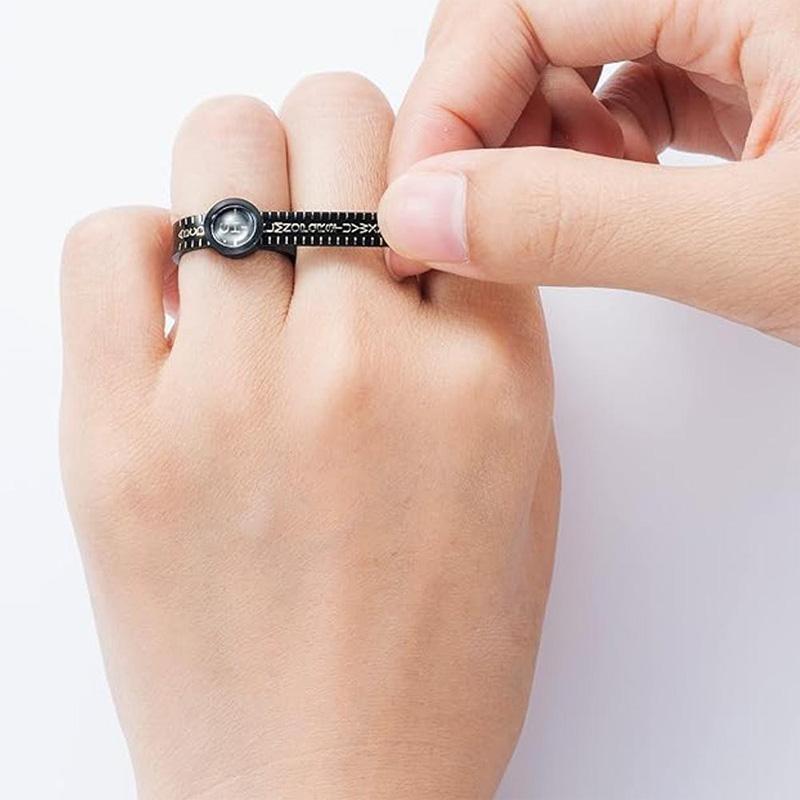 Ring Size Measuring Tool, Reusable Finger Size Gauge, Jewelry Sizing Tool, Measuring Tool with Magnified Glass, Hand Measuring Tool