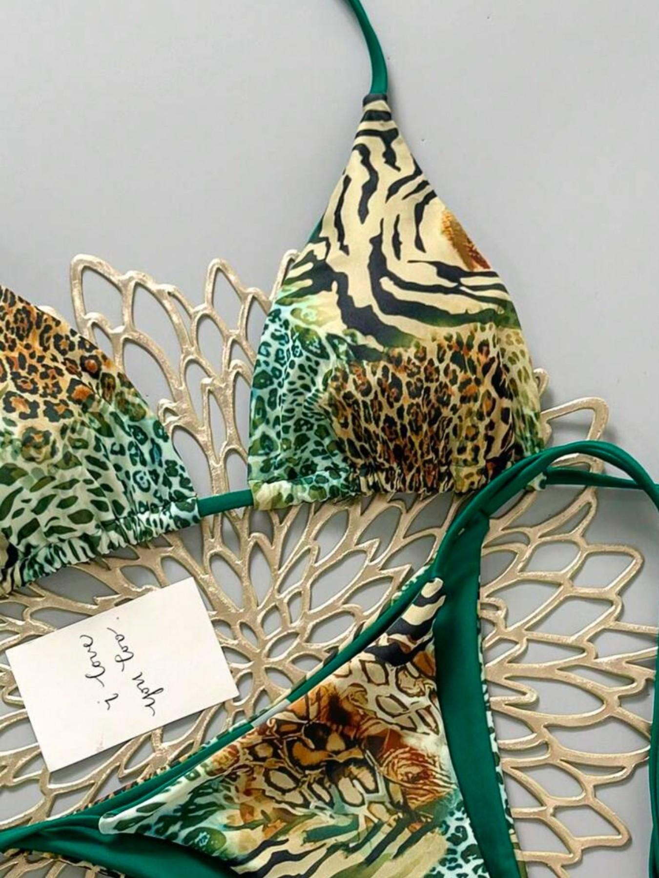 2026 Sexy Vintage Leopard Print Pattern Bikini 2 Pieces Set For Women