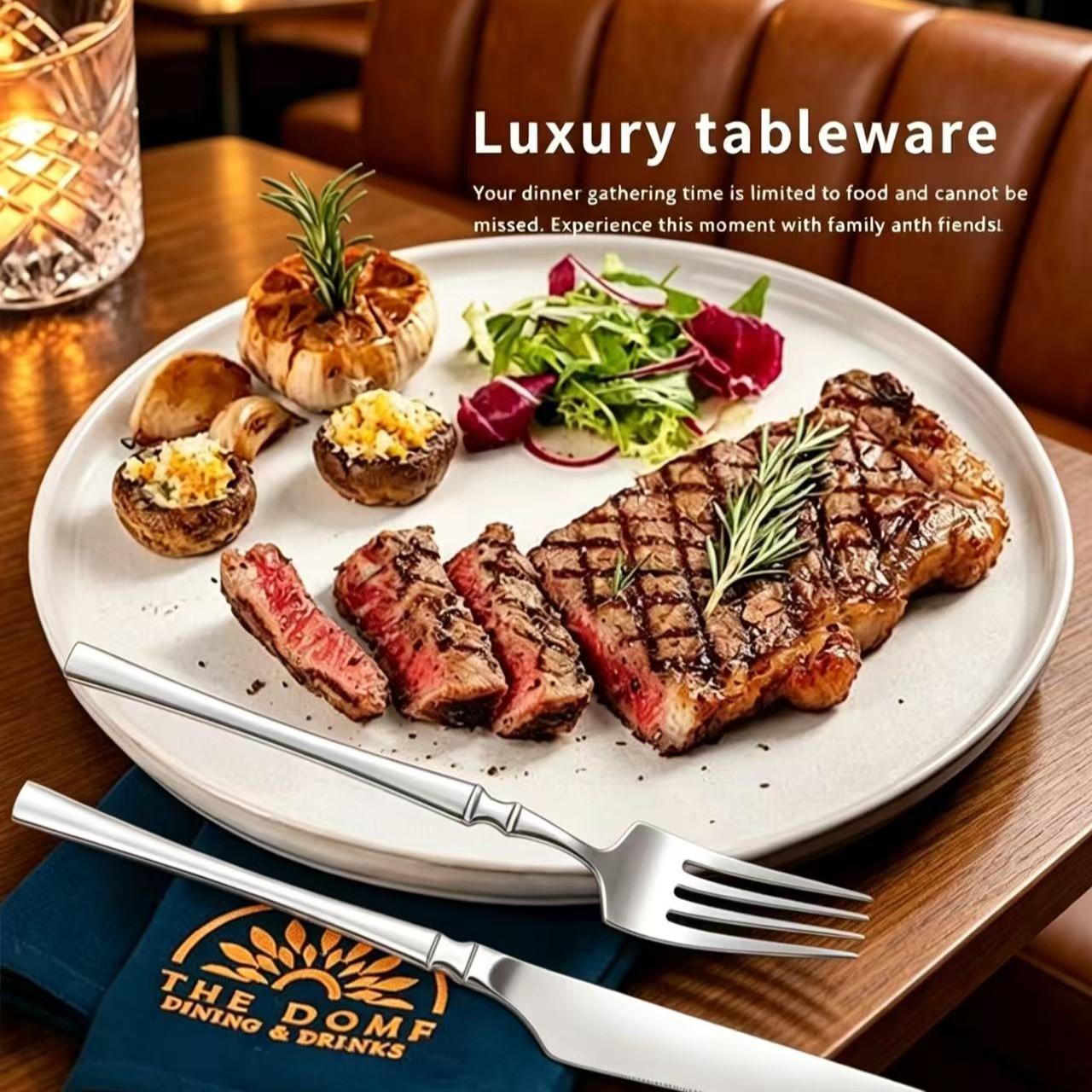 20-Piece Silverware Dinner Set, Stainless Steel Material, Suitable for Four People, Includes Knife, Fork, Spoon, Elegant Tableware