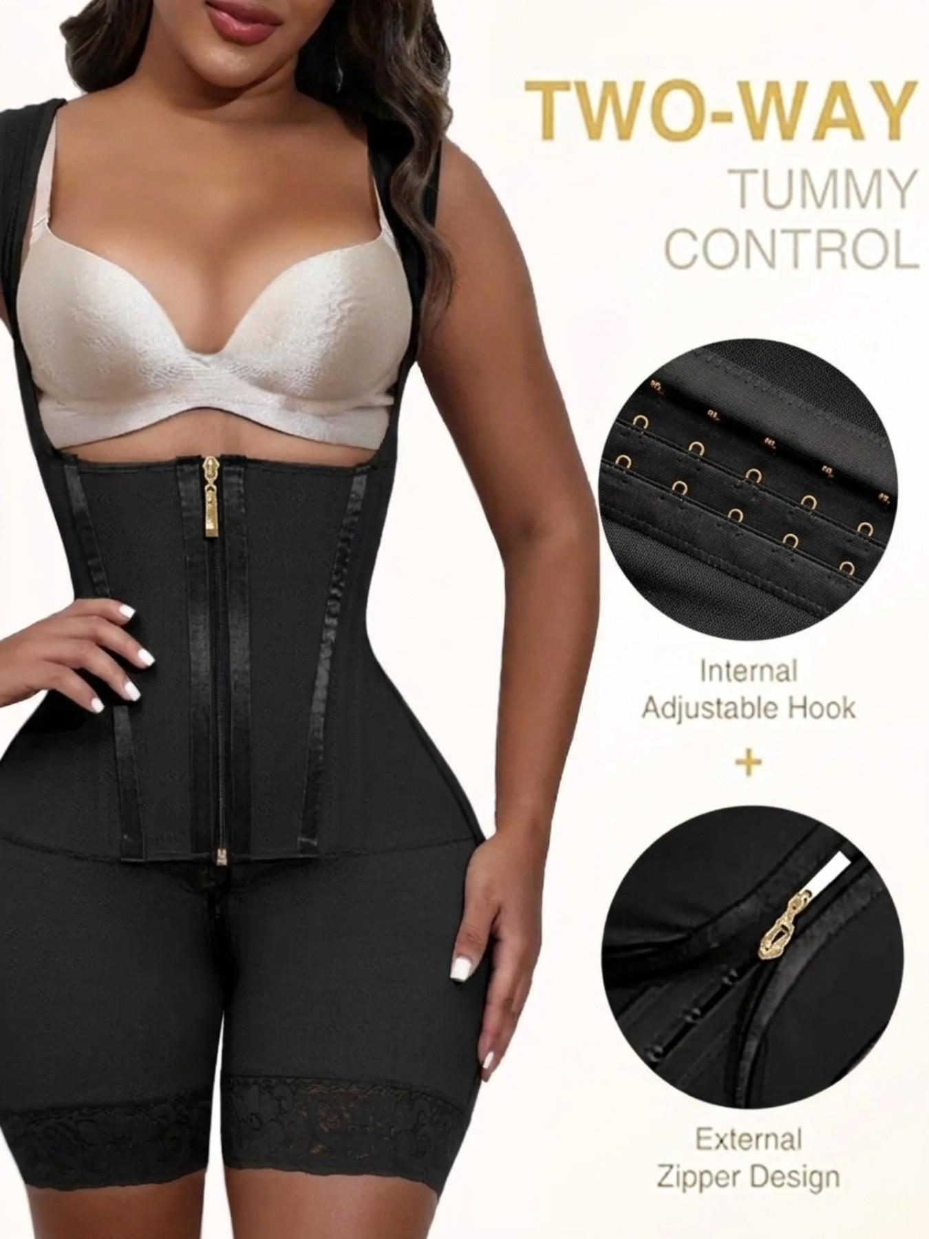 Colombian Faja Women's Compression Body Shapewear Bodysuit, BBL Fajas, Zipper Front, Push-Up Design, Adjustable, Postpartum Recovery, Versatile Use, All-Season Wear