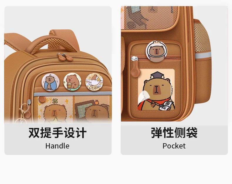 Kawaii Capybara Children School Bags for Boys Large Capacity College School Backpack Waterproof Student Schoolbag Book Bag