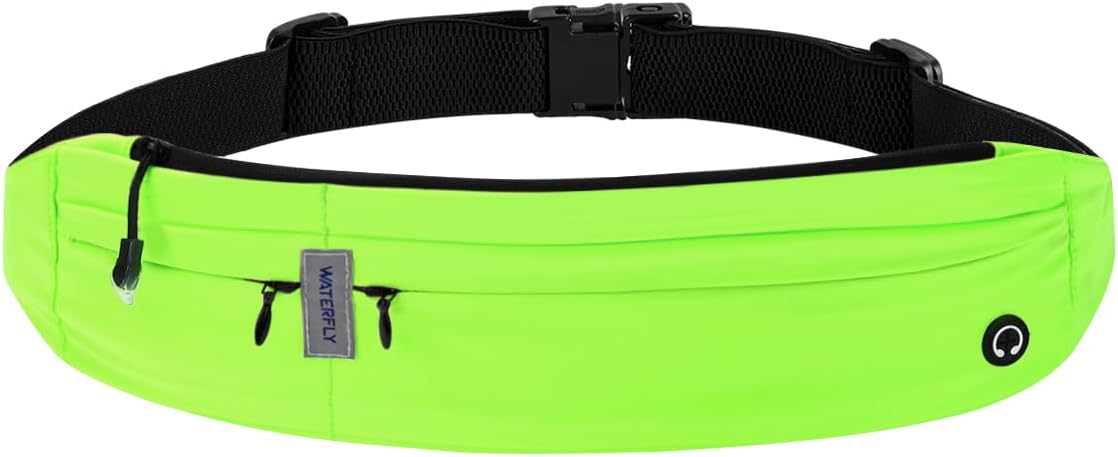 WATERFLY Slim Running Belt Fanny Pack for Women Men Phone Holder Runners Pouch Waist Belt for Workout Jogging Multifunctional Sports Bag water-resistant Outdoor Gear