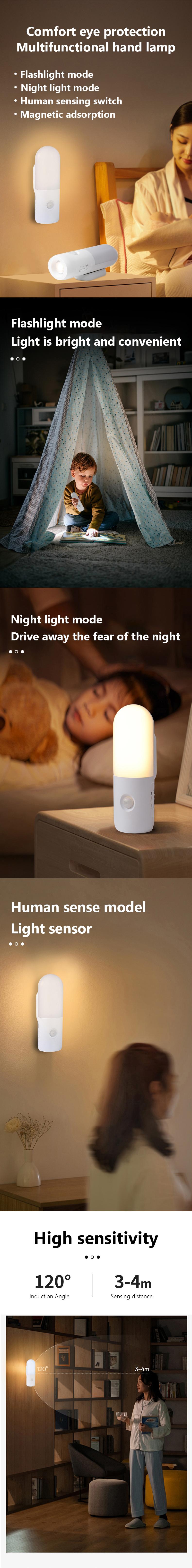 USB Rechargeable Motion Sensor Night Light Indoor Battery Operated Pir Light with 3 Color Temperature & Dimmable, Magnetic Night Lights Stick on Wall for Stair Bathroom Hallway Toilet, christmas present LED Adjustable Lighting Modes lamp lights bedroom