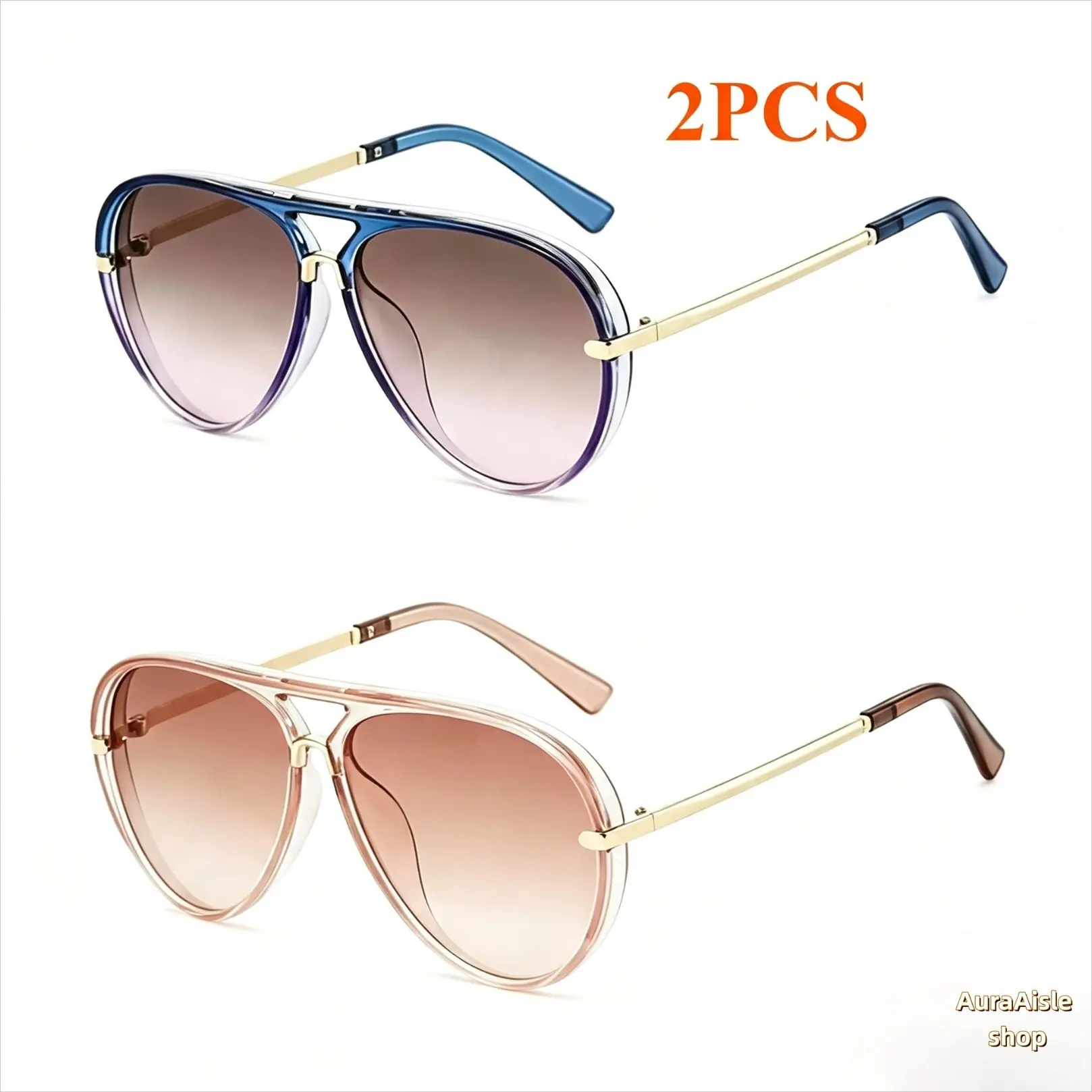 Retro Aviator Sunglasses With Slim Metal Frame & Gradient Lenses, Full Rim Lightweight Eyewear, Unisex Fashion Accessory For Street Style, Outdoor Sports, Driving And Daily Casual Outfits