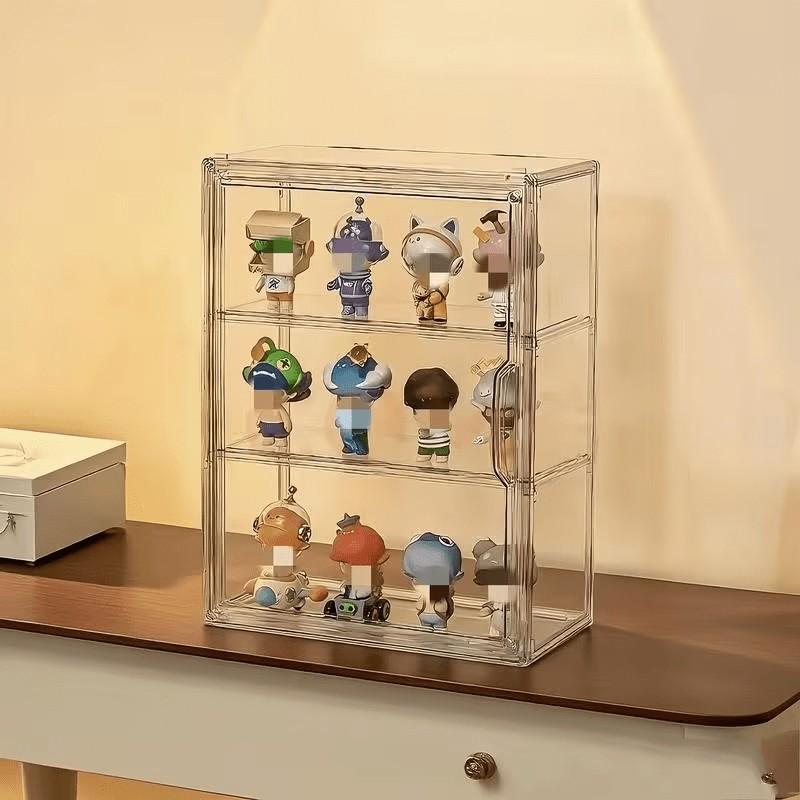3-Tier Transparent Display Cabinet with Magnetic Door, Heavy-Duty Acrylic, Space-Saving Organizer, Modern Design, Holiday Gift, Retail Store