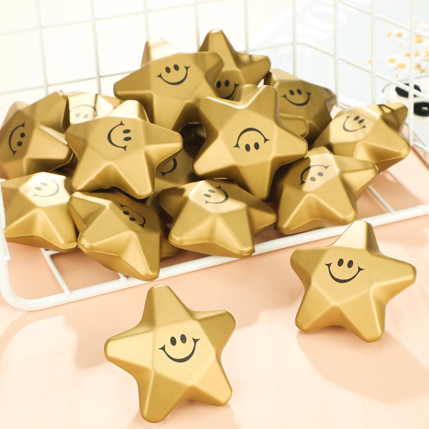 18pcs Mini Smiling Foam Stars, Fun Party Gifts & Decorations, 1.6-Inch Size, Perfect for Parties, Celebrations, and Event Decoration