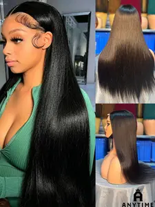 Anytime Straight Human Hair Wig, 2x6 Frontal Lace Wig, 250 Density, Natural, 20 Inches, No Synthetic Fiber, Women's Hairpiece