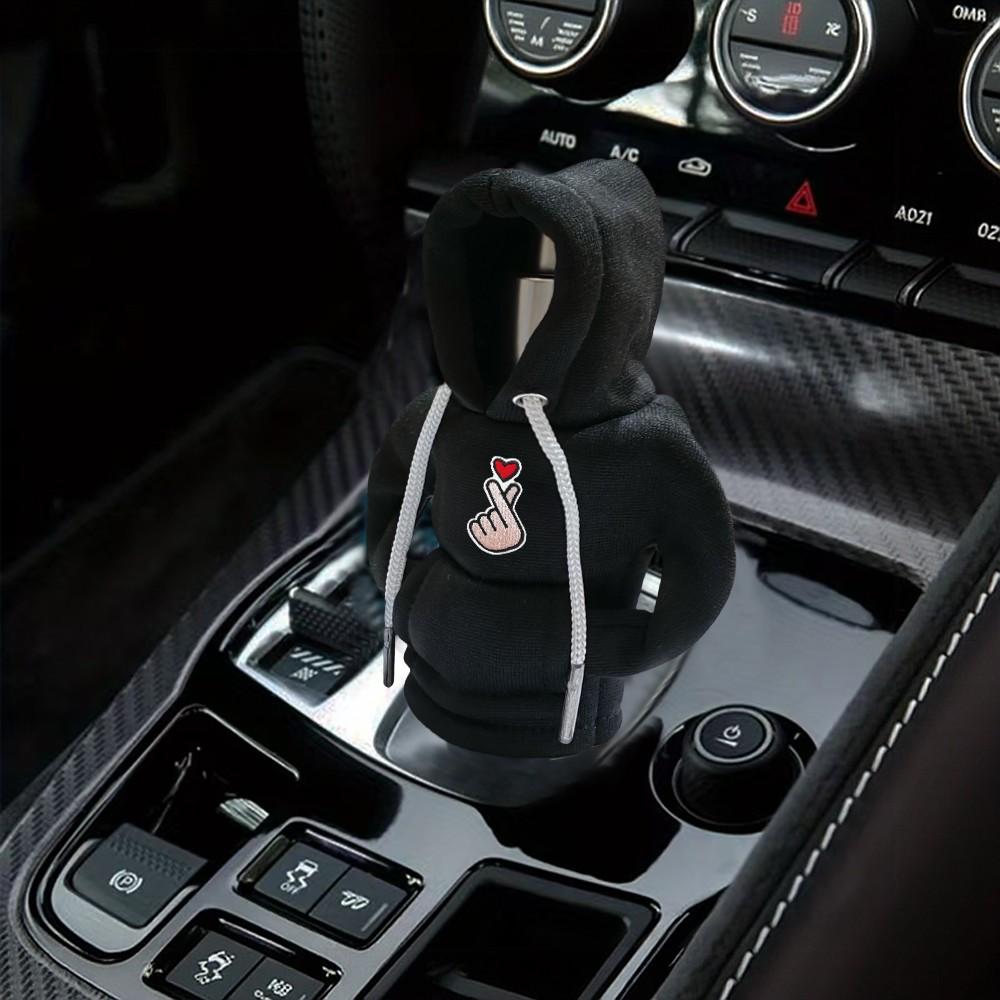 Universal Car Gear Shift Cover, Cute Heart Pattern Interior Decoration, Cartoon Design, Small Sweatshirt Style, Car Accessories