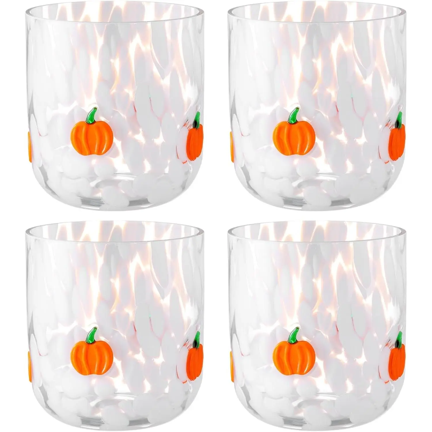 4 Pcs Thanksgiving Fall Icon Glass Cup 14 oz Stemless Drink Cups