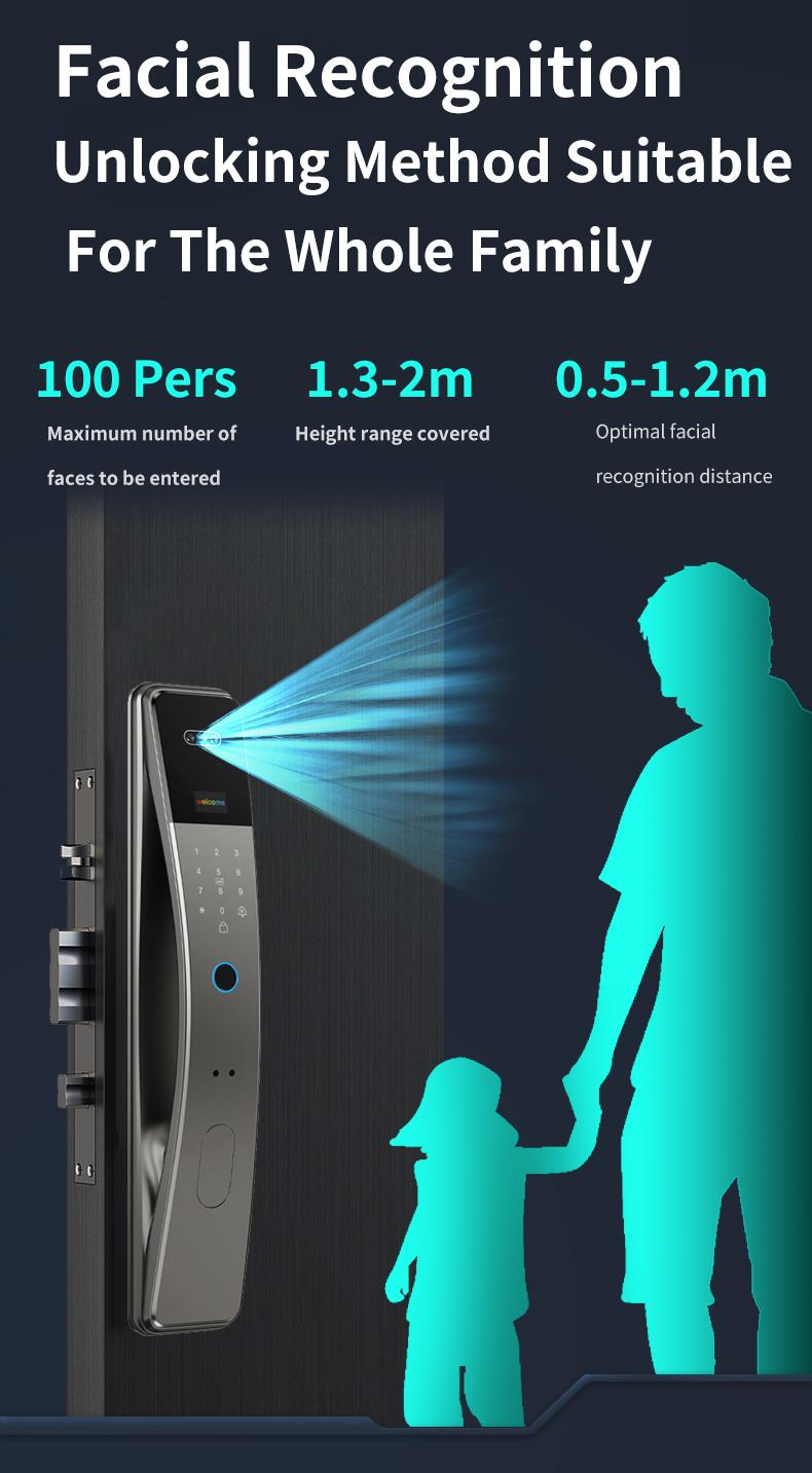 7 in 1 Keyless Entry Fingerprint Door Lock with Palm and Face ID, Heavy Duty Aluminum Smart Lock, Compatible with Wishome App, 6068 Mortis, Fingerprint Smart Locks 7 in 1 Keyless Entry Fingerprint Door Lock with Palm and Face ID, Heavy Duty Aluminum Smart Lock, Compatible with Wishome App, 6068 Mortis, Fingerprint Smart Locks