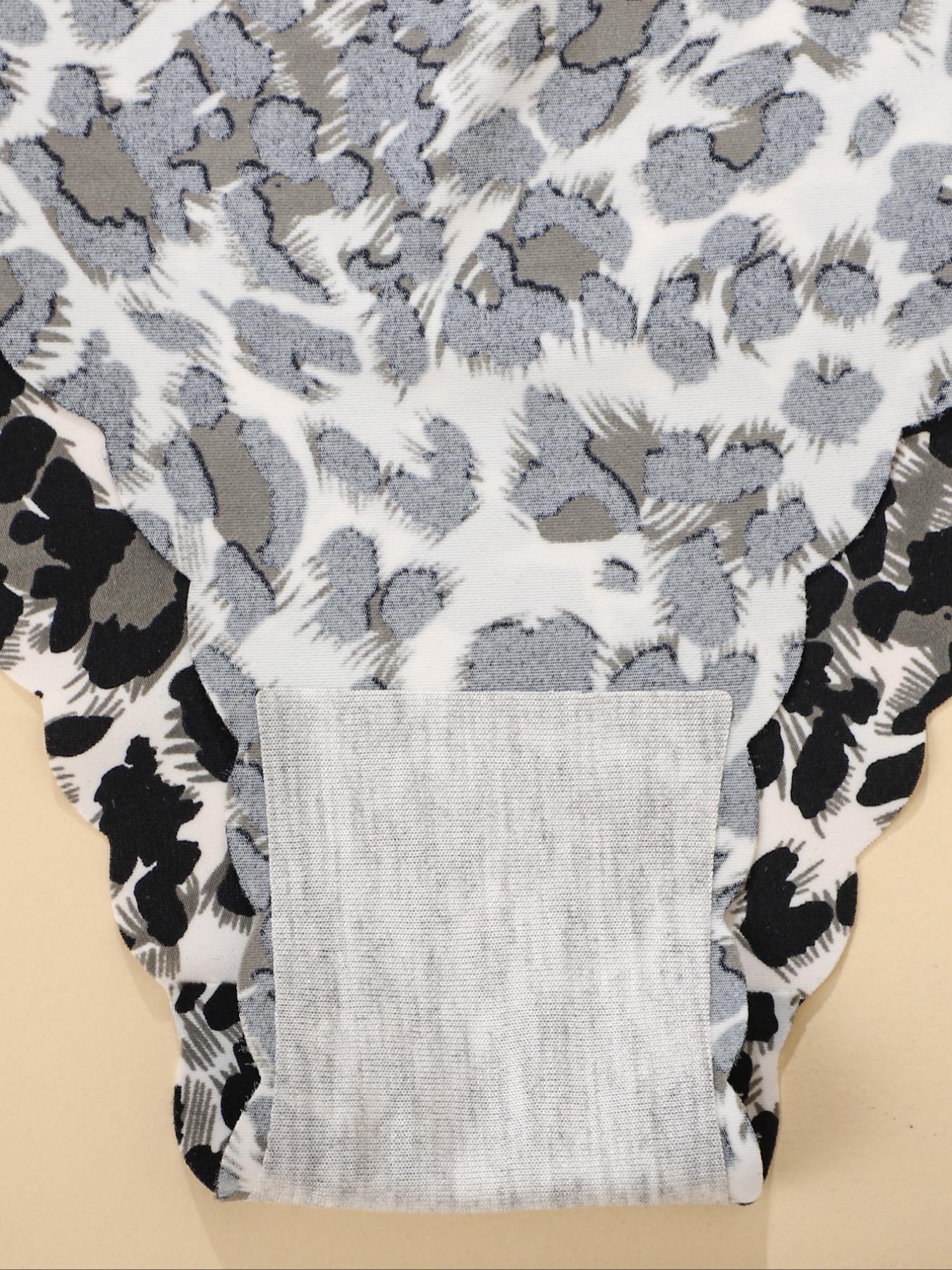 Women's Leopard Print & Solid Color Panties, Comfortable Seamless Fitted Briefs, V-Shaped Pull-Up Waistband, Floral Pattern