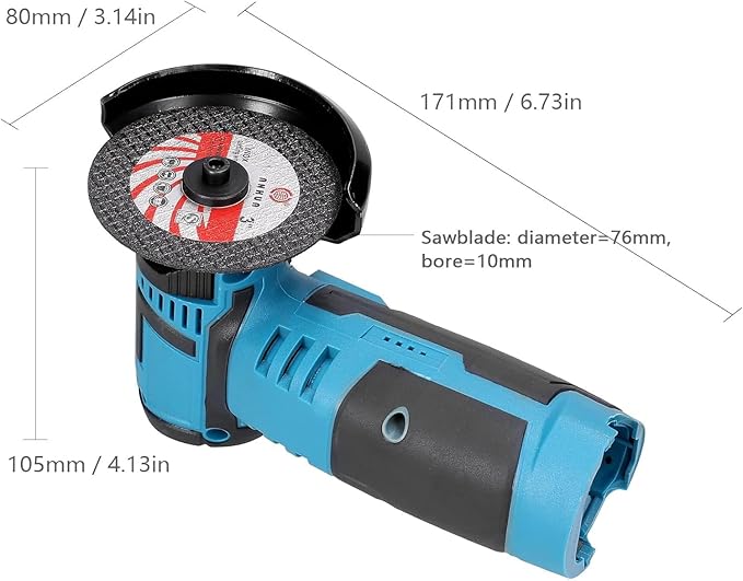 12V Cordless Mini Brushless Angle Grinder Kit with 4 Gutting Blades,2 pcs 12V 1500mAh Batteries 19500 RPM/Min,for Cutting Grinding Polishing Electric Heavy Duty Handle Power Tools,Blackfriday,Christmas Gift