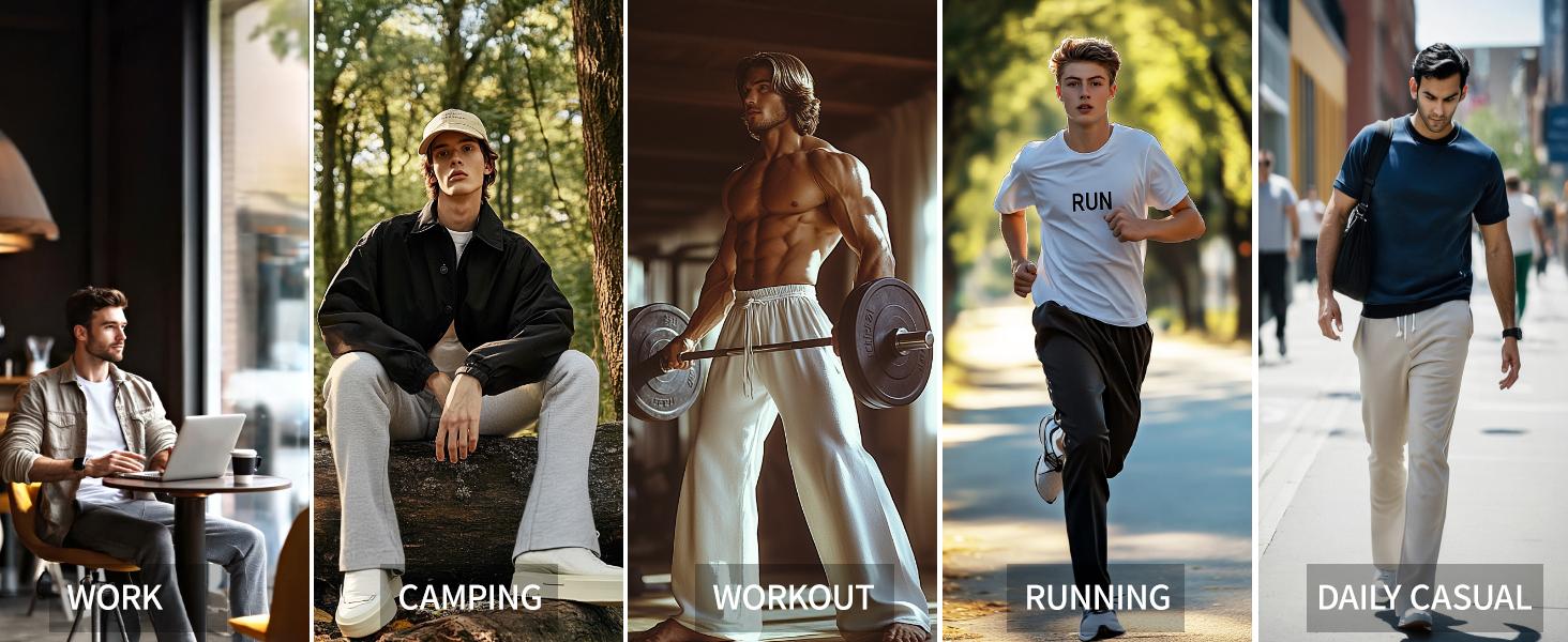 GINGTTO Men's Stacked Flared Sweatpants Loose Patchwork Athletic Streetwear Flares Pants