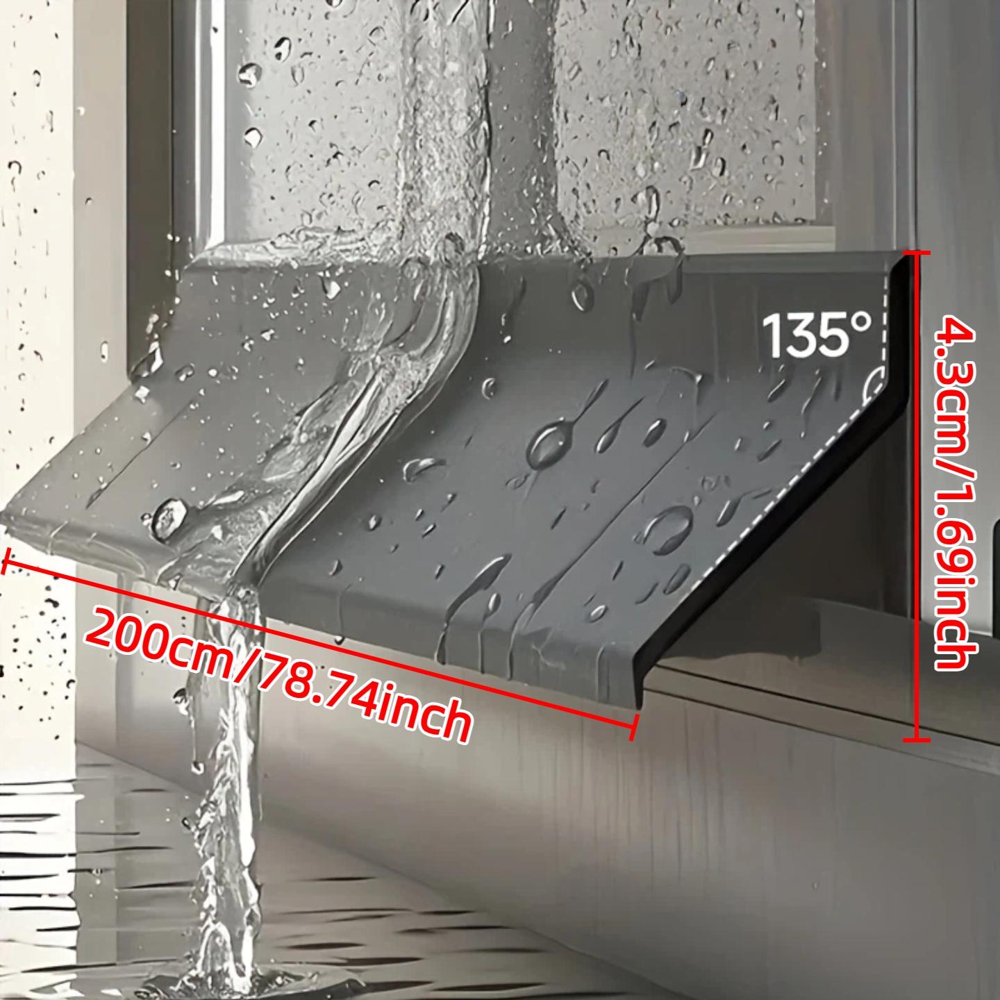 1pc No-Drill Sliding Window Waterproof Barrier, Self-Adhesive Waterproof Strip, Suitable for Window Glass Doors, Balcony Sliding Windproof and Soundproof Sealing Strip for Home - Durable, Easy to Install, Outdoor Window Drainage System, Door Hardware
