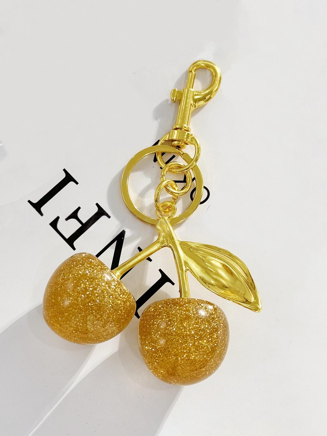 Cute Cherry Design Sparkly Bag Charm, Fashionable Bag Keychain for Women & Girls, Trendy All-match & Exquisite Bag Charm for Birthday Gift, Purse Accessories