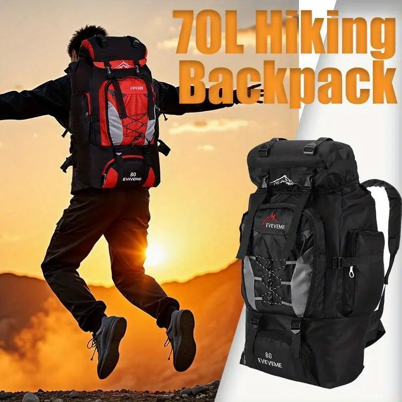 JSERYISGN 70L Ultralight Simplicity Backpack | Massive Capacity for Hiking, Camping, Cycling & Travel
