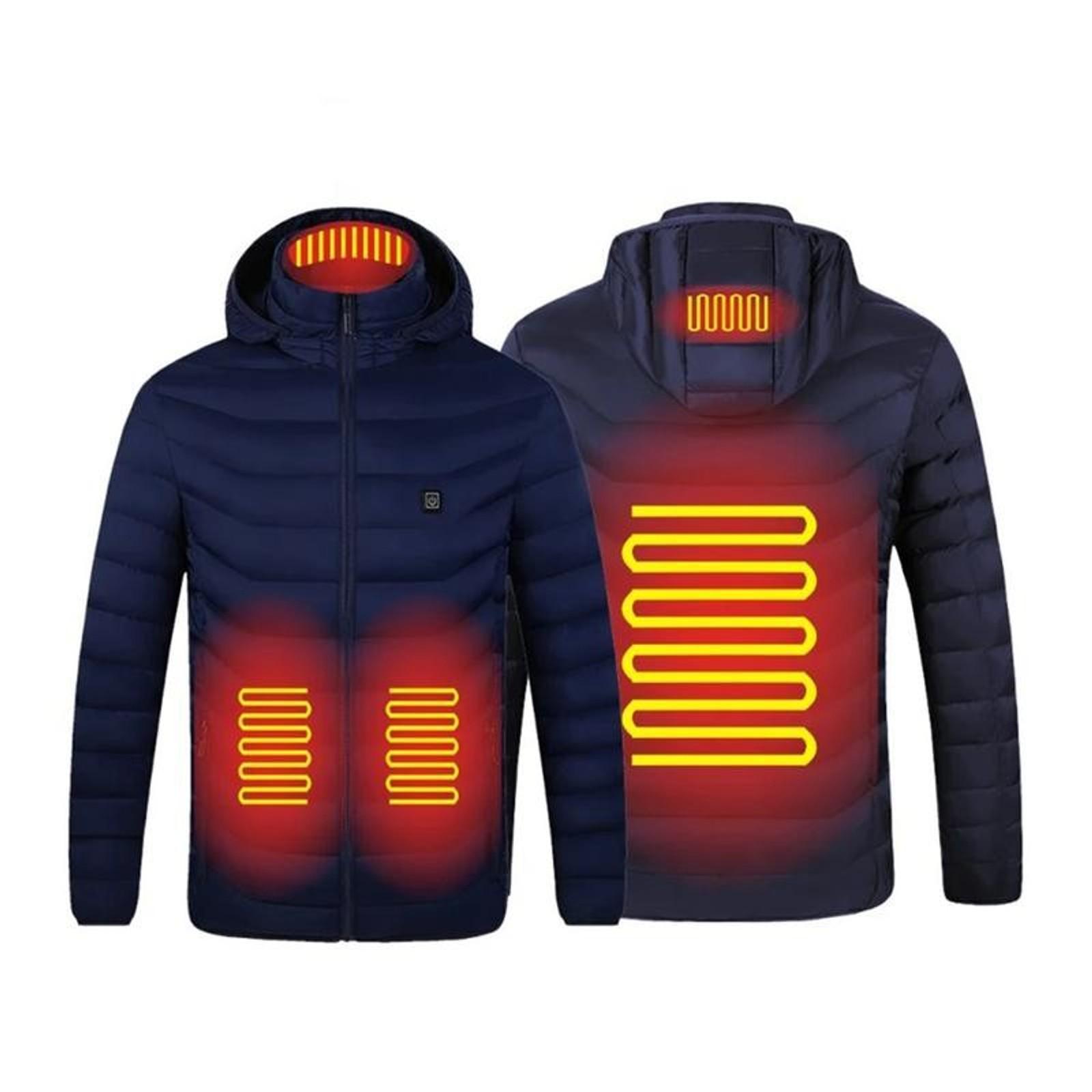 Men's 4-Zone USB Heated Winter Jacket Electric Warming Outdoor Thermal Coat