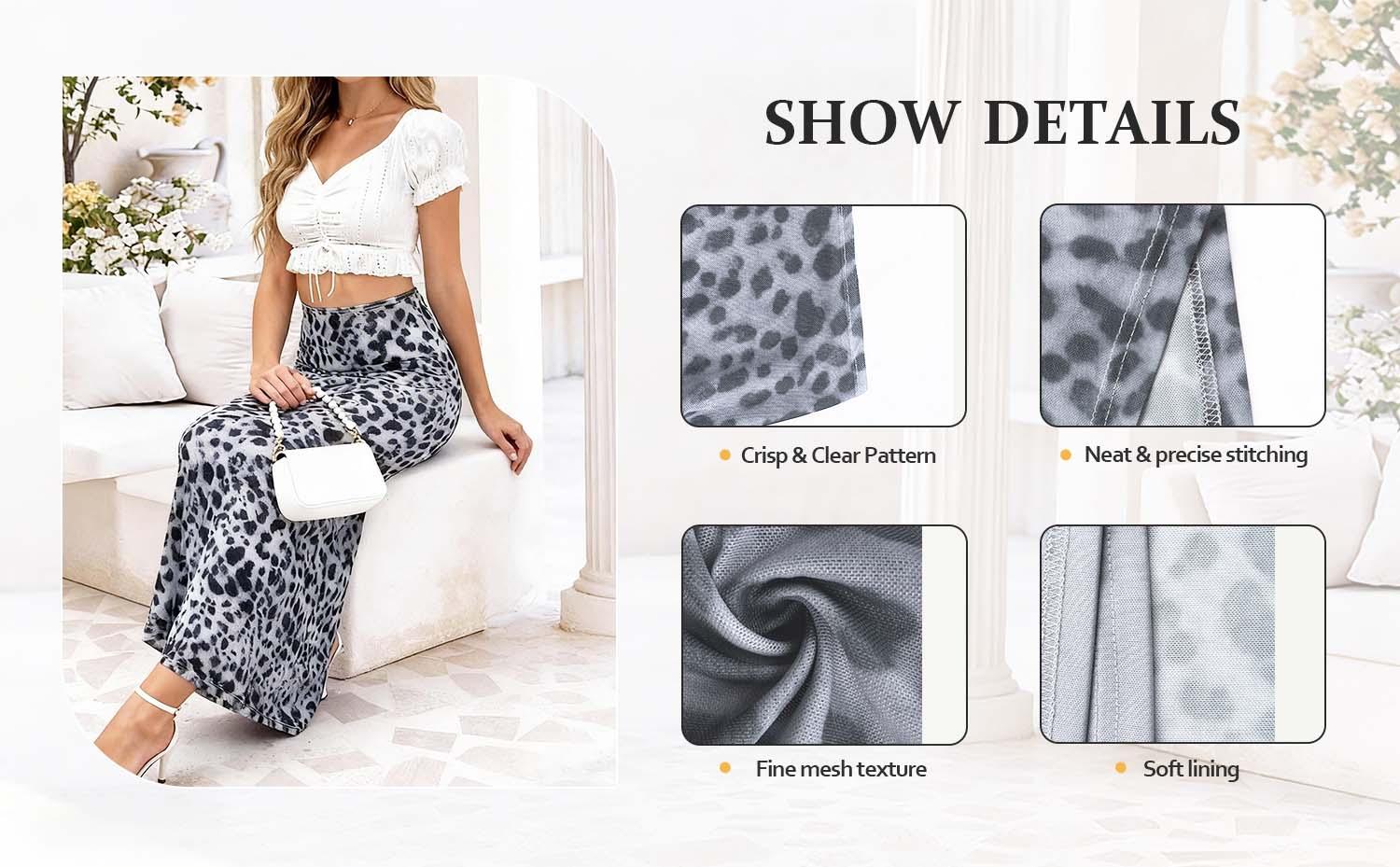 Women's High Waisted Leopard Print Mesh Skirt, Split Design, Slim-Fitting, Long Hem, Versatile Fashion for International Women's Day