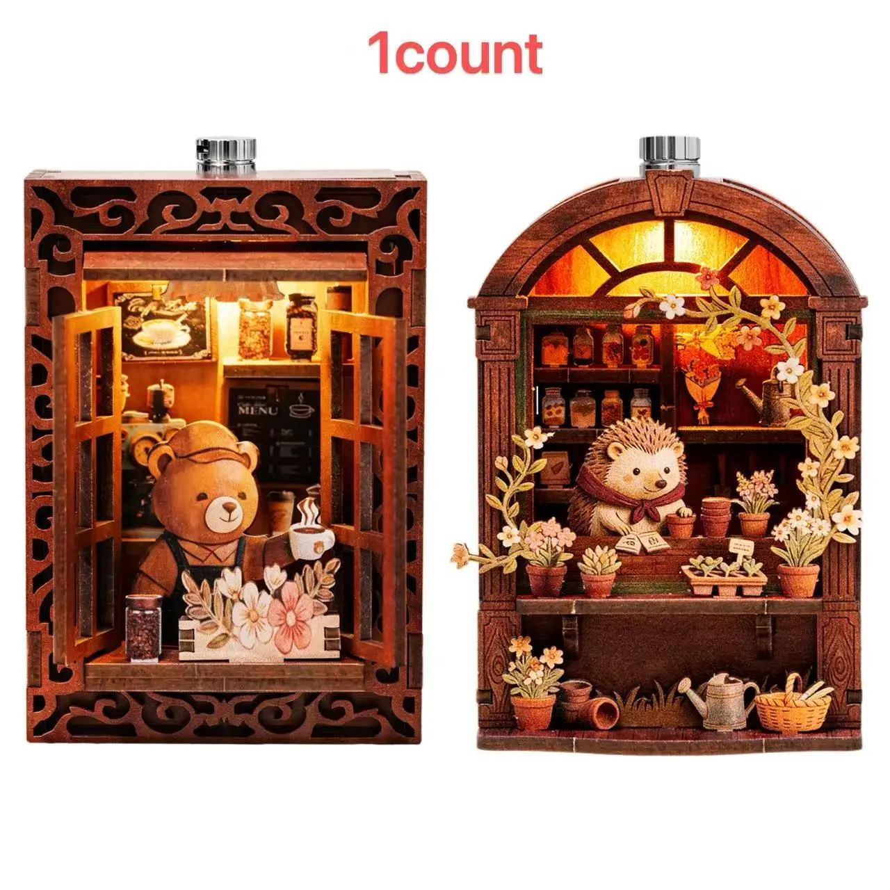 Fridge Magnet DIY 3D Puzzle Toy, Mini House Animal Dollhouse Shop, Creative Assembly Model Kit, Furniture Decoration Gift