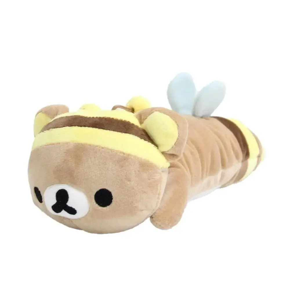 Kawaii Cartoon Pencil Case Rilakkuma Bear Large Capacity Cosmetic Bag Plush Stationery Storage Bag Schools Offices Use
