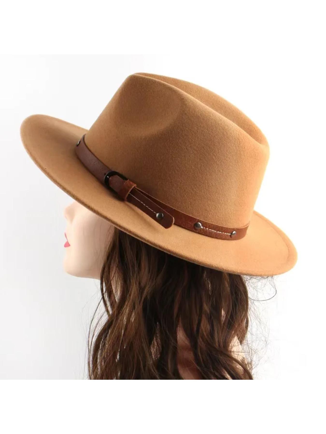 1PC Fashion Wool Fedora Hat Men Autumn Winter Wide Brim Jazz Cap Imitation Woolen Women Church Felt British Hat