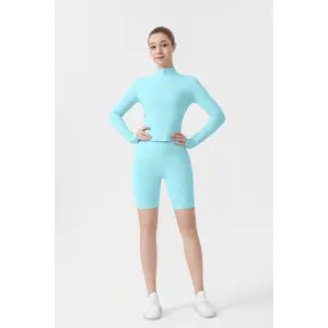 ROROlemon 2-Piece Workout Set, Cropped Zip Jacket   High Waist 5 Inch Biker Shorts