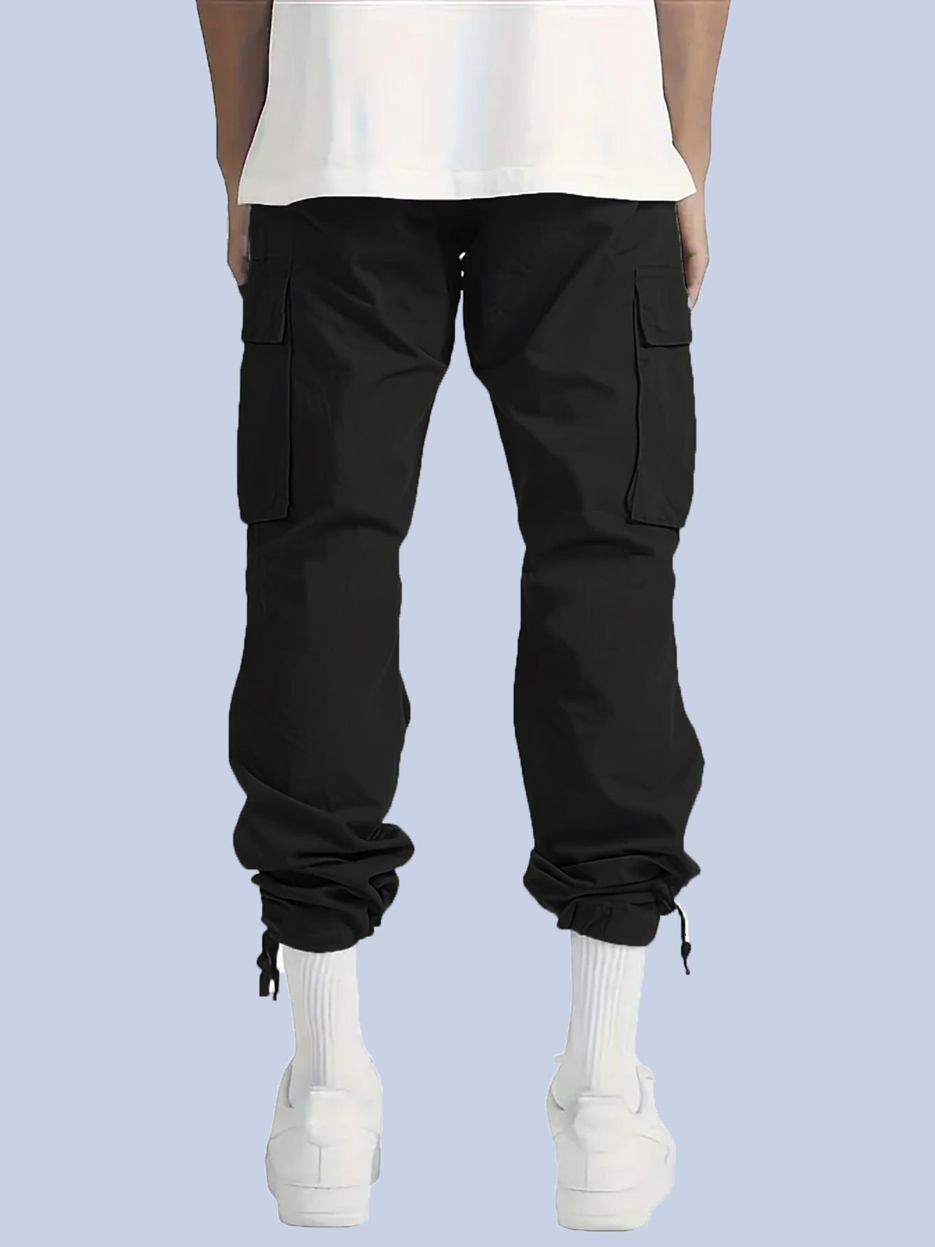 4-piece set of men's durable work pants with multiple pockets for outdoor sports, featuring drawstring design, suitable for spring and autumn, machine washable, holiday gift.