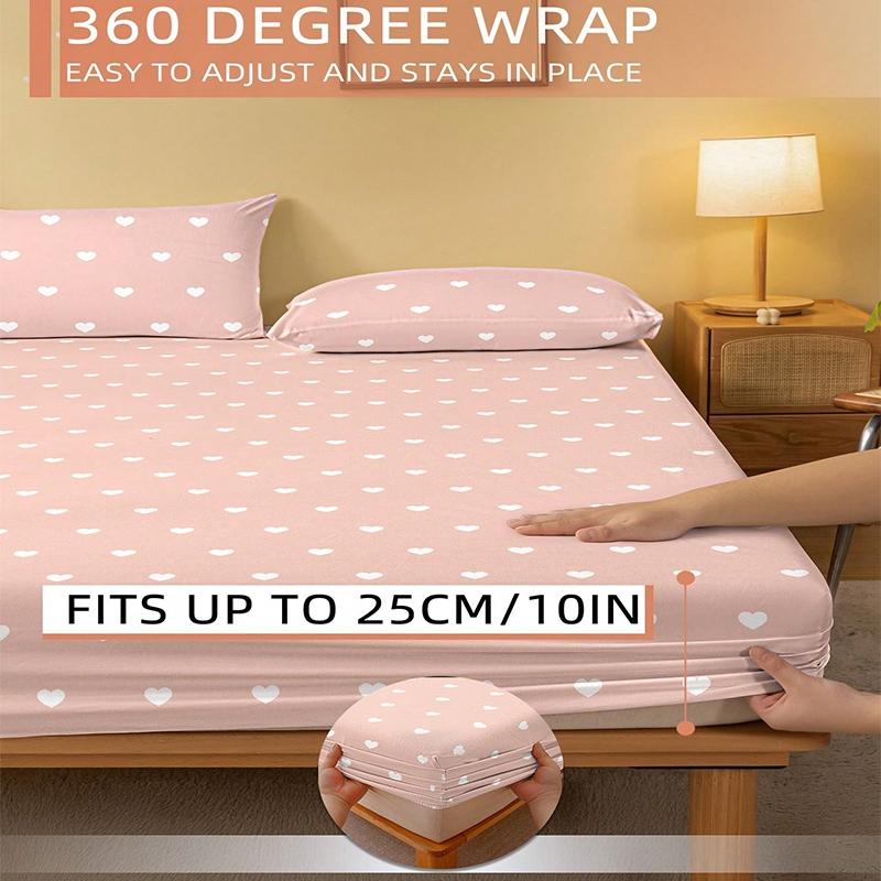 1PC Printed Fitted Sheet, Machine Washable, Soft & Comfortable, Anti-Slip & Non-Curl Design, Warm & Skin-Friendly for All Seasons, Festive Home Decor, Soft Breathable Sheet (No Pillowcase Included)