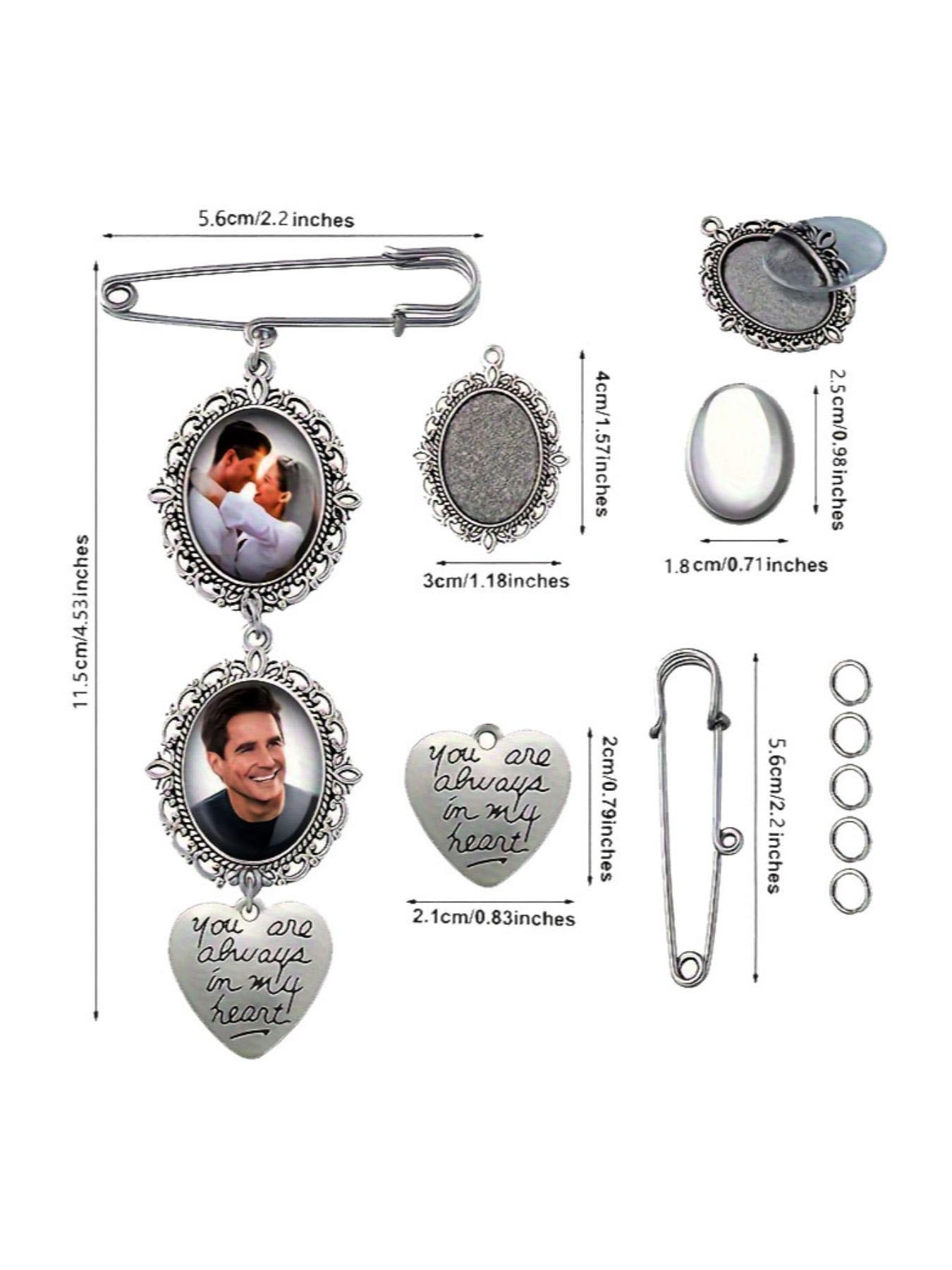 Personalized Graduation Decoration Memorial Ornament, DIY Moonstone Oval Glass Frame Pin Gem Base Holder, Wedding Photo Brooch Gift