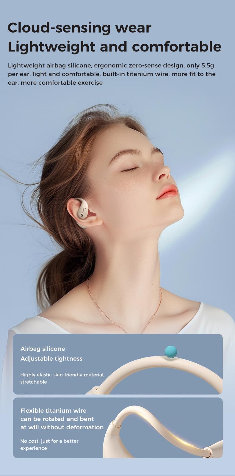 MINISO  Translation wireless earbuds With APP, Open BT 5.4 headset, Support 135 languages, Real-time translation headset, Gaming BT headphones, HIFI sound quality, Need downloading APP to use translation function, Support Android and IOS