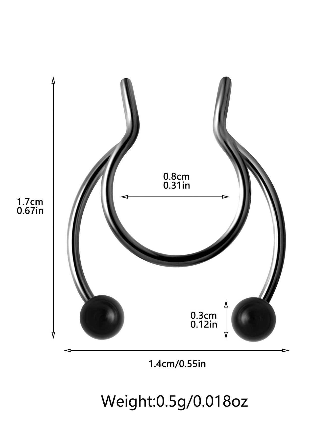 Horseshoe Fake Nose Ring Set, U-Shaped False Septum Rings, 316L Stainless Steel Non-Piercing Jewelry, Casual Style for All Seasons