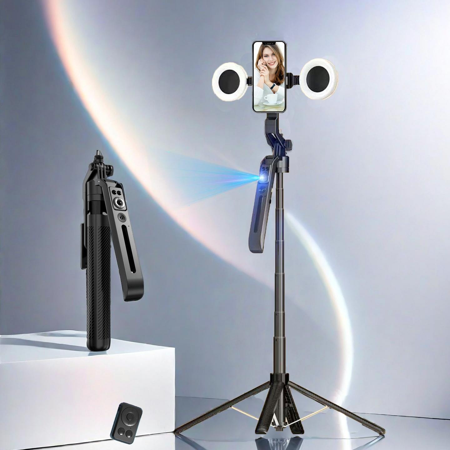 360° Rotatable Auto Face Tracking Phone Holder, Selfie Stick with Remote Control, Smart Shooting Phone Holder for Video Vlog Live Camera Stabilizer