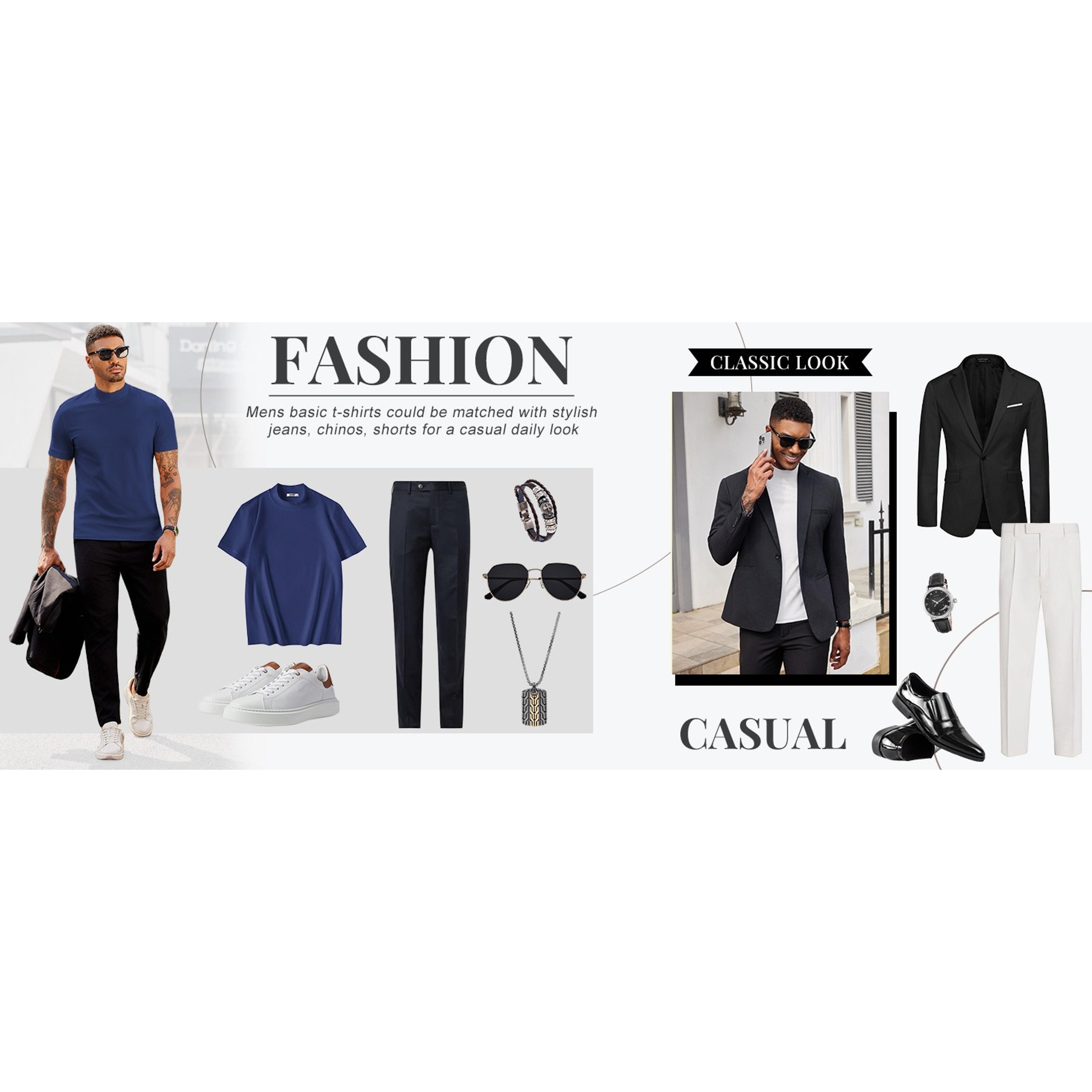 Mens Casual Premium Cotton Mock Turtleneck Short Sleeve T-Shirt Basic Half Neck TopGift Mens Casual Premium Cotton Mock Turtleneck Short Sleeve T-Shirt Basic Half Neck TopGift