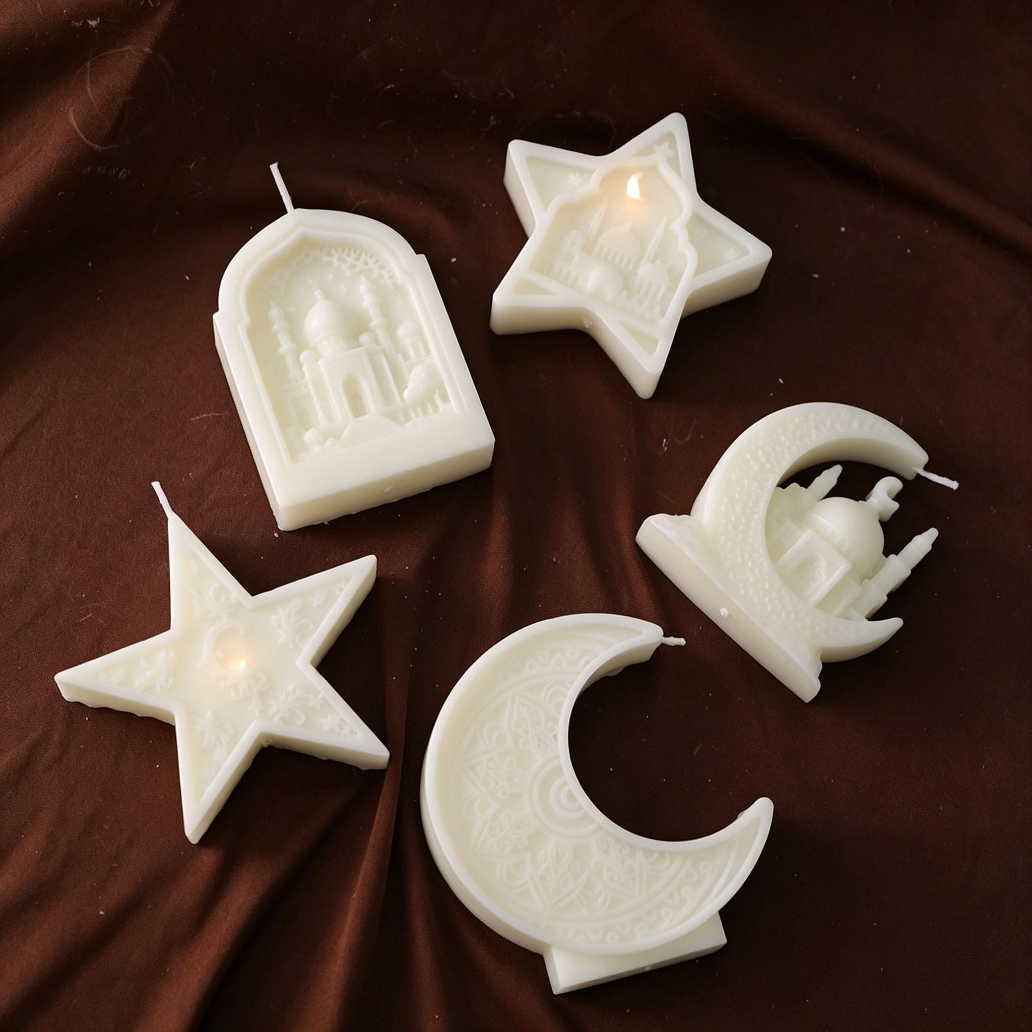 2pcs Islamic Theme Aromatherapy Candles, Soy Wax, Smokeless, Long-Lasting Scent, Decorative, Gift, Perfect for Ramadan, Home, Soft Furnishings